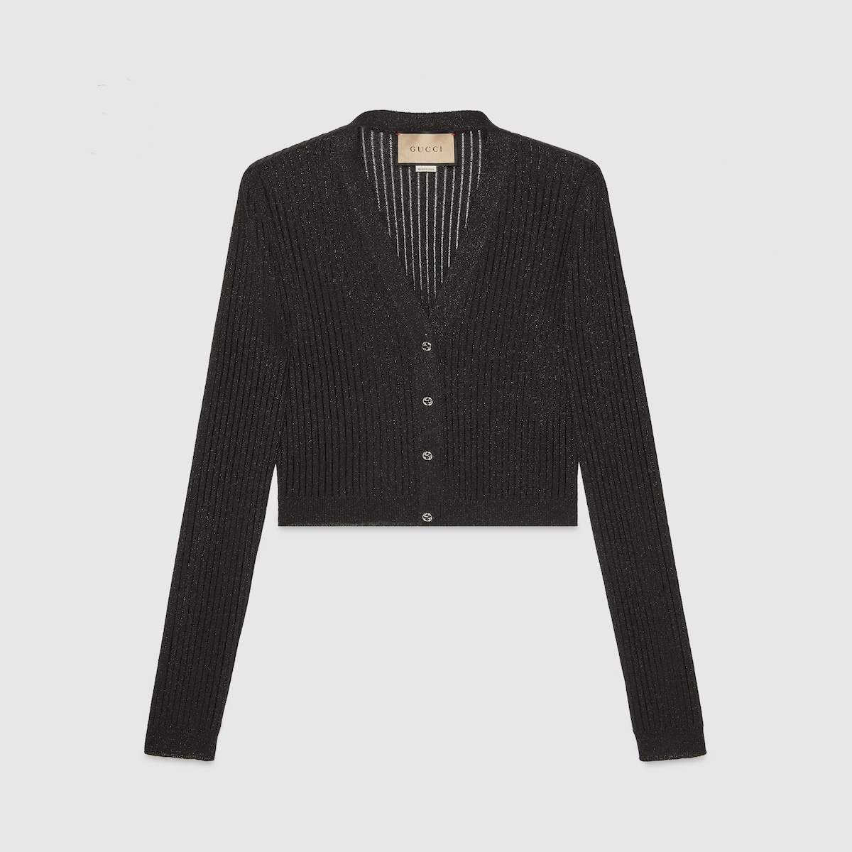 Rib stitch viscose lamé cardigan - 1