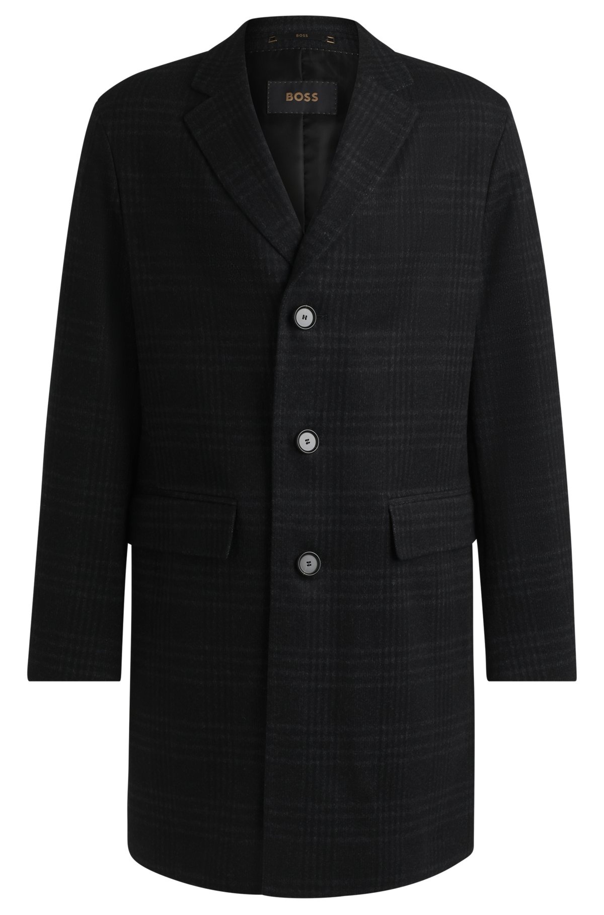 SLIM-FIT COAT IN CHECKED WOOL AND CASHMERE - 1
