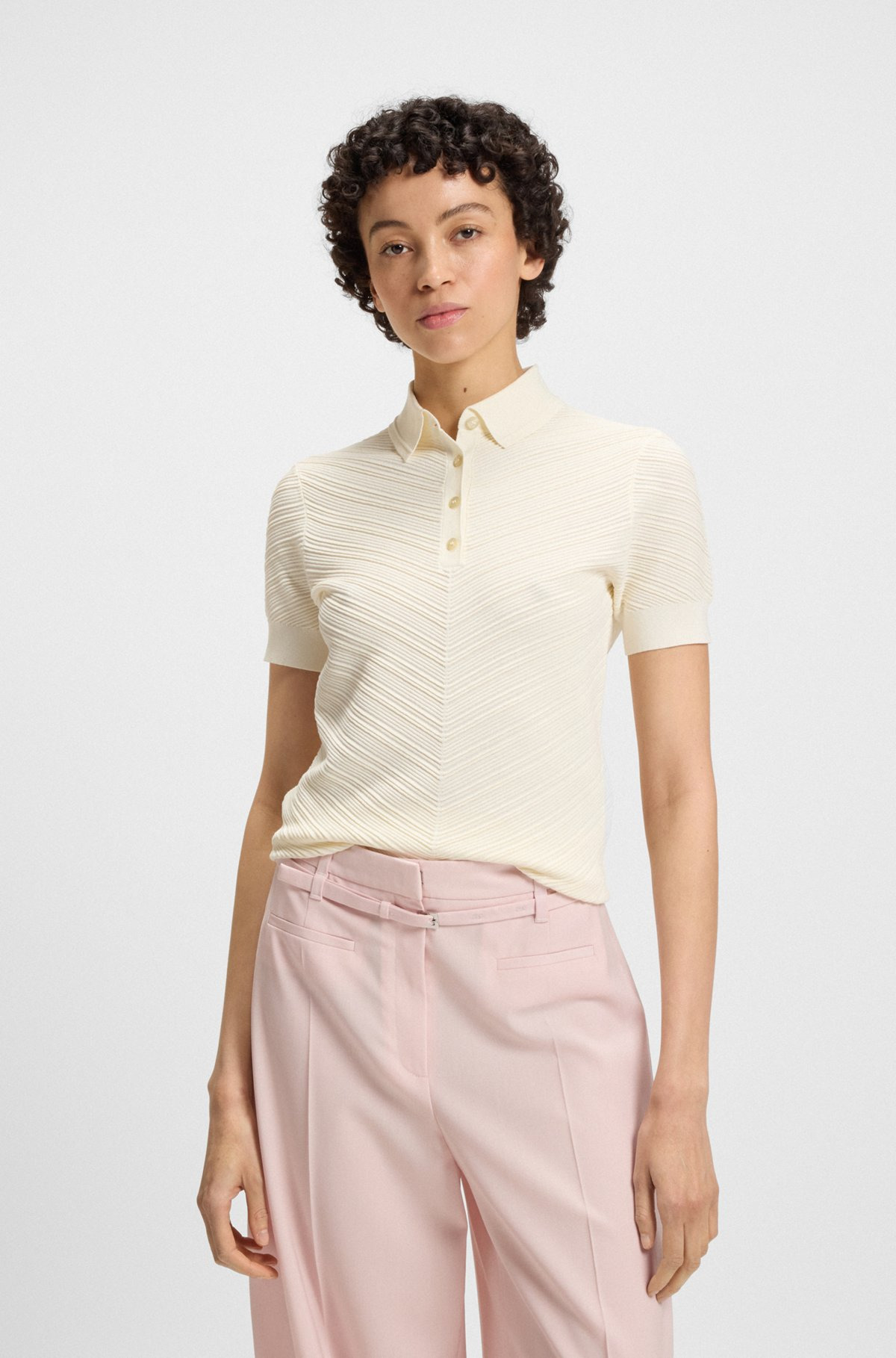 STRUCTURED SWEATER WITH POLO COLLAR - 2
