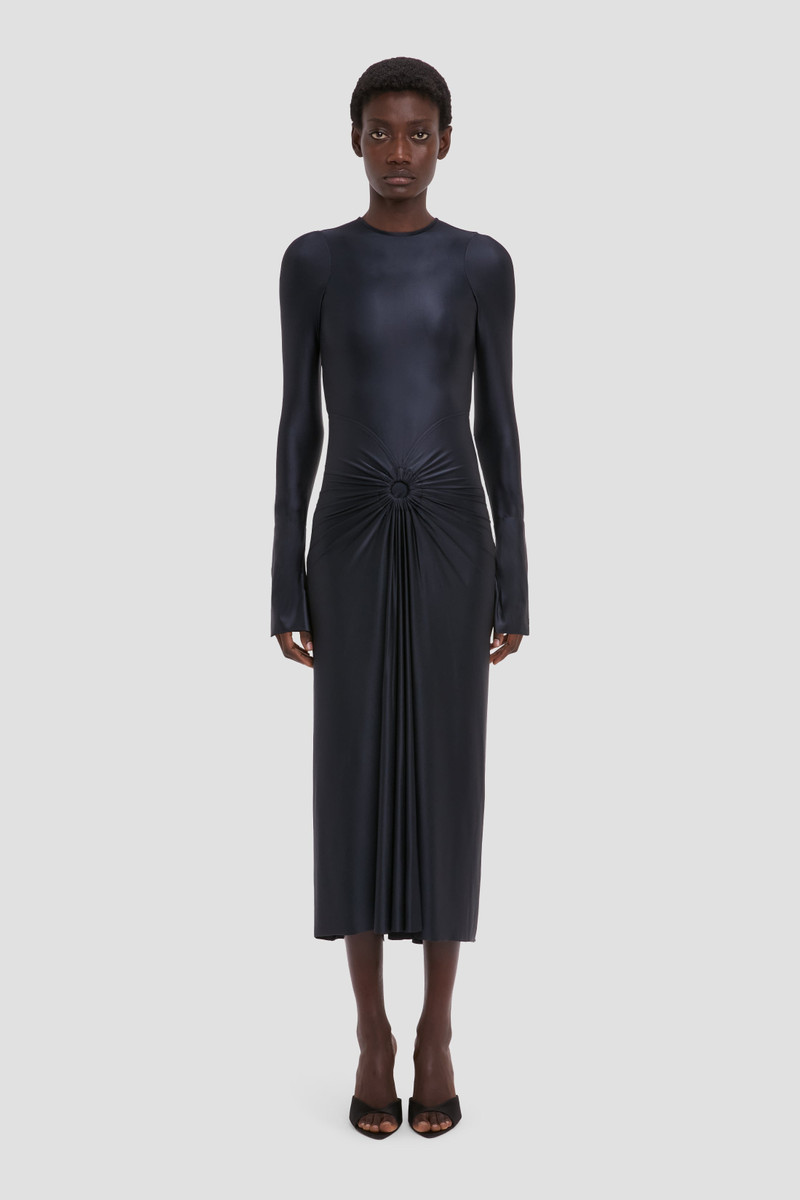 Victoria Beckham Frances Midi Dress In Navy outlook
