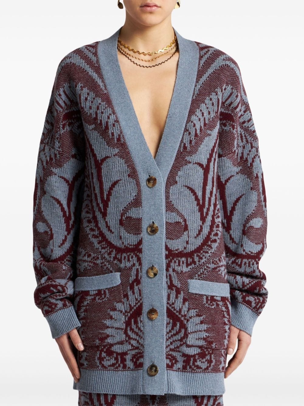 floral jacquard-knitted cardigan - 3