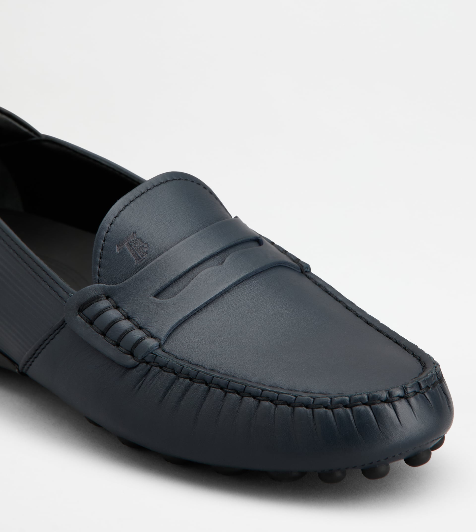 LOAFERS IN LEATHER - BLUE, BLACK - 6
