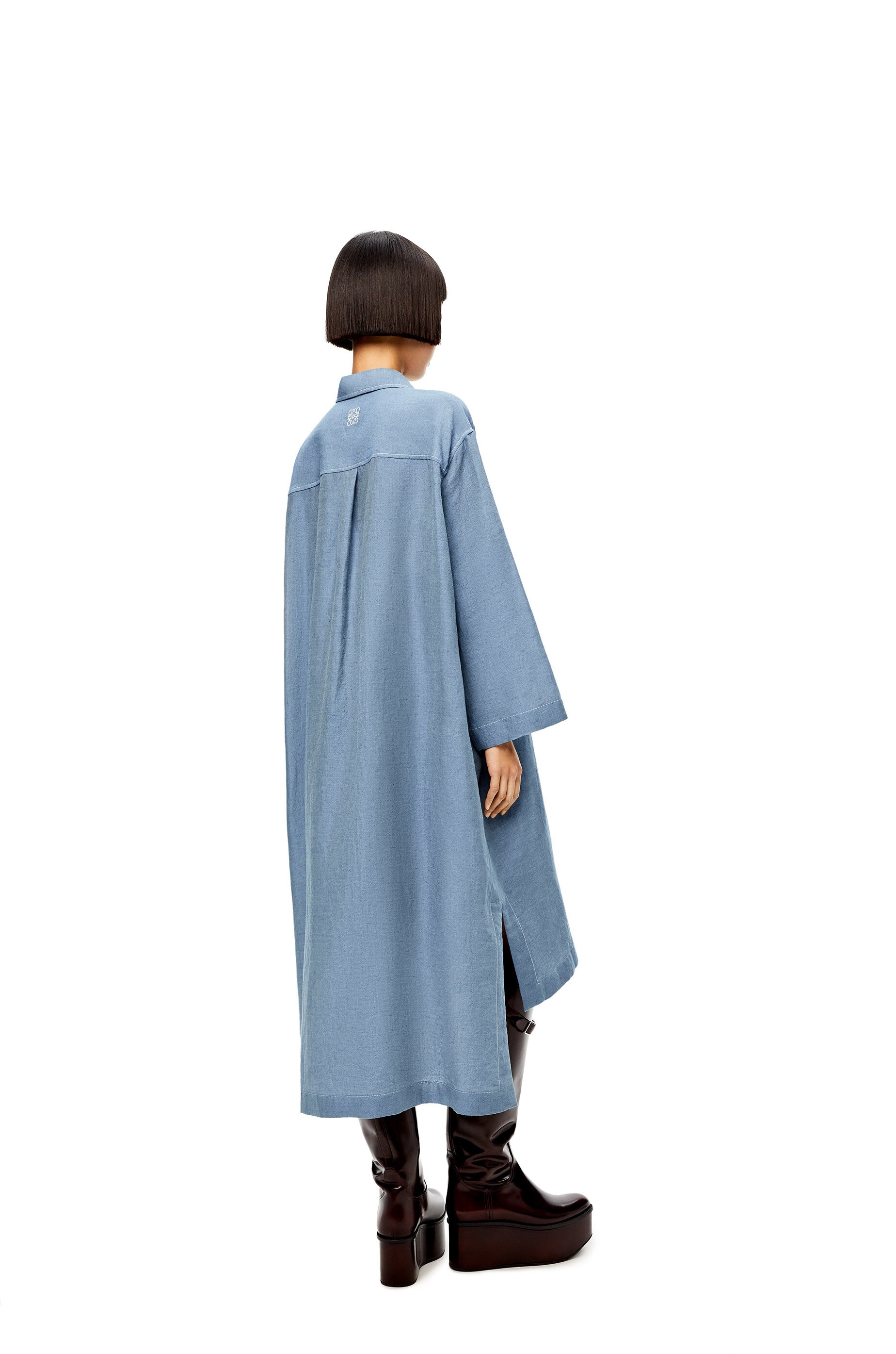 Tunic shirt dress in linen and cotton - 3