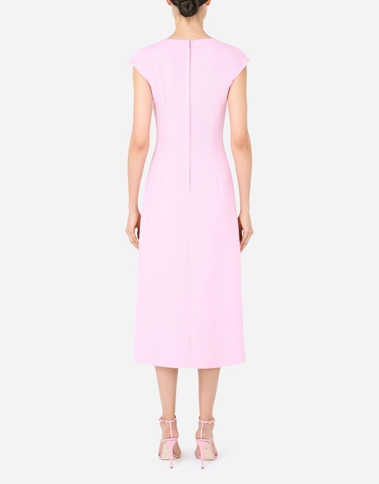 Crepe calf-length dress with slit - 2