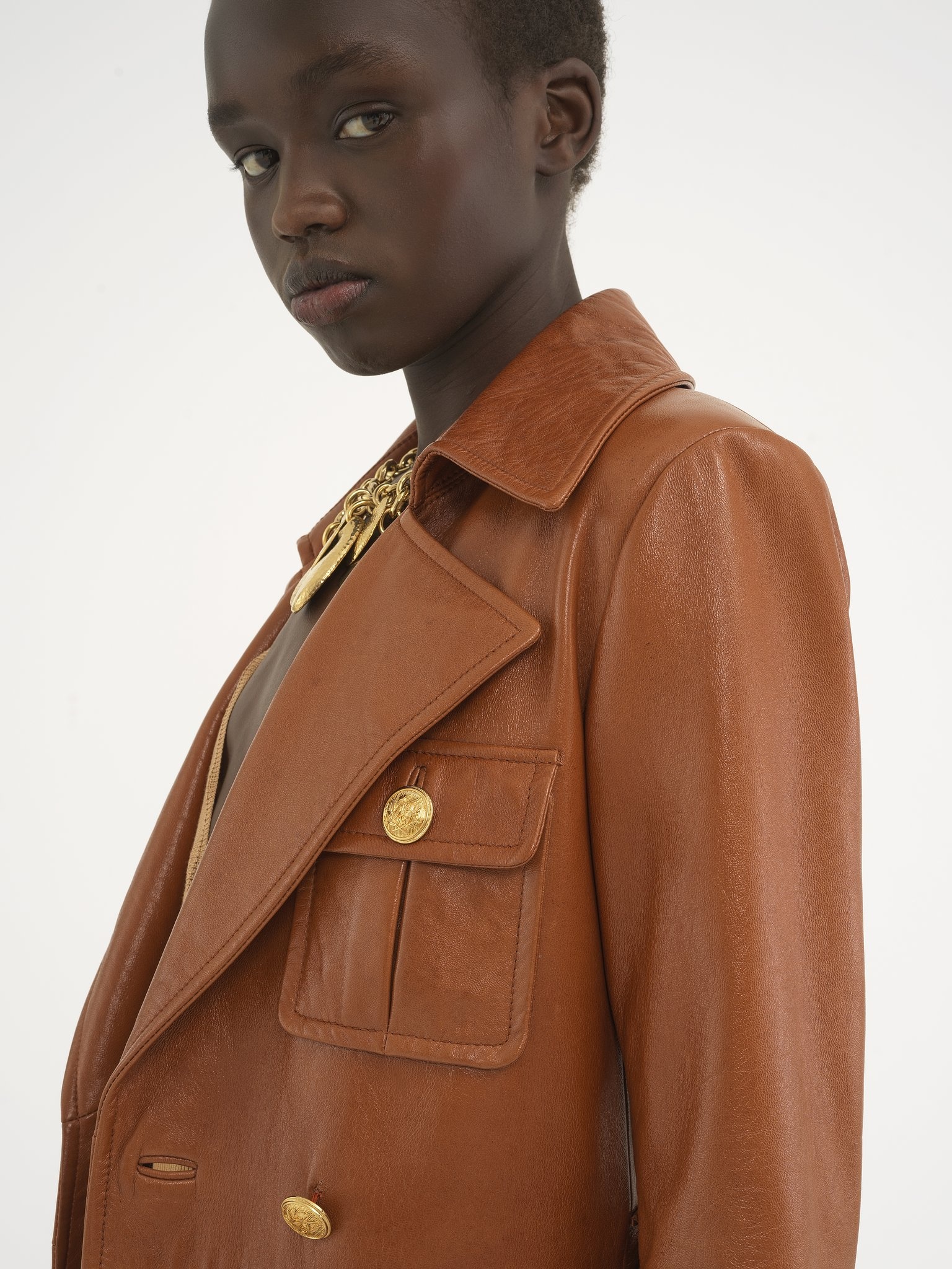 UTILITARIAN TRENCH COAT IN SOFT LEATHER - 7