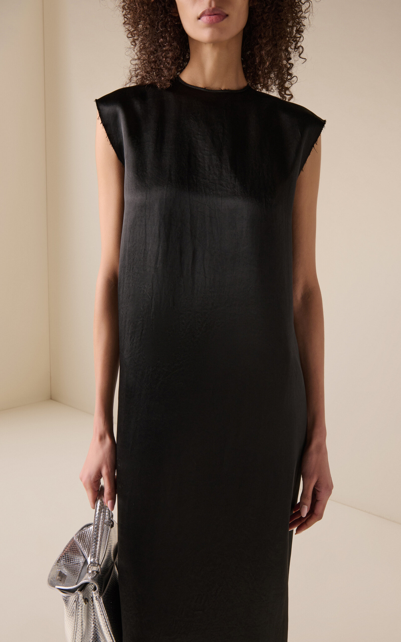 Satin Maxi Dress black - 3