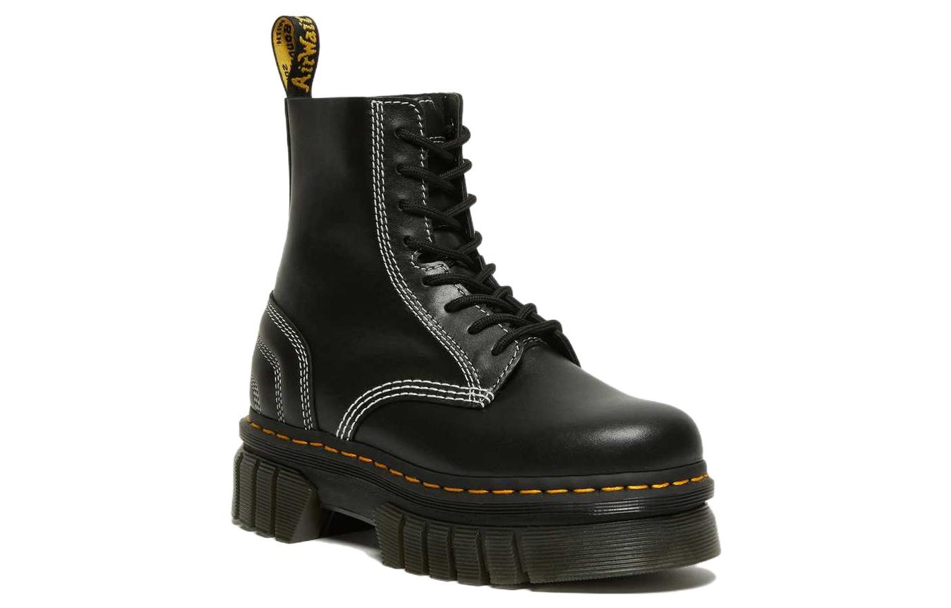 Dr. Martens Audrick 8-eye White Stitch Leather Platform Boots 'Black' 27810001 - 2