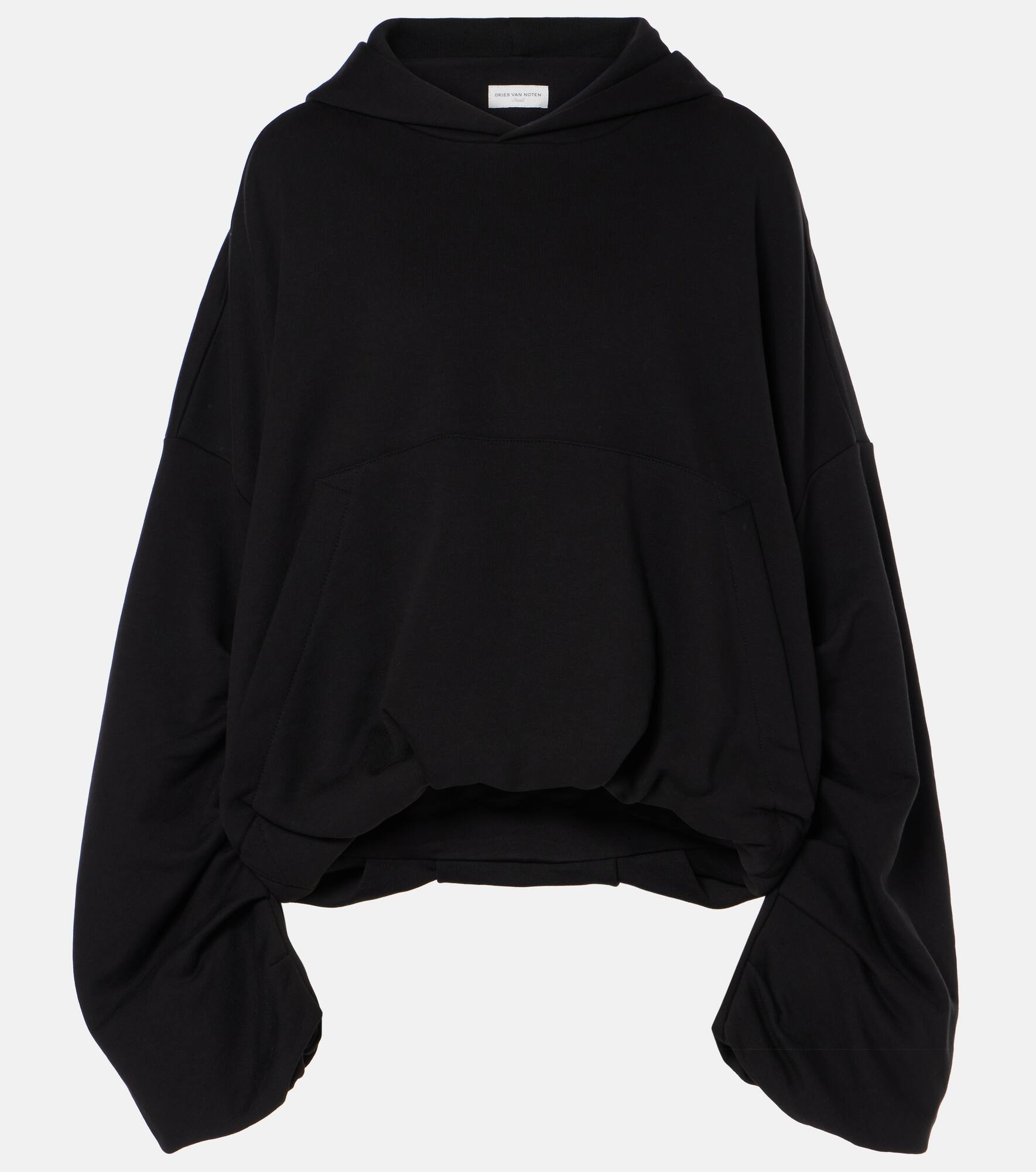 Oversized draped cotton jersey hoodie - 1