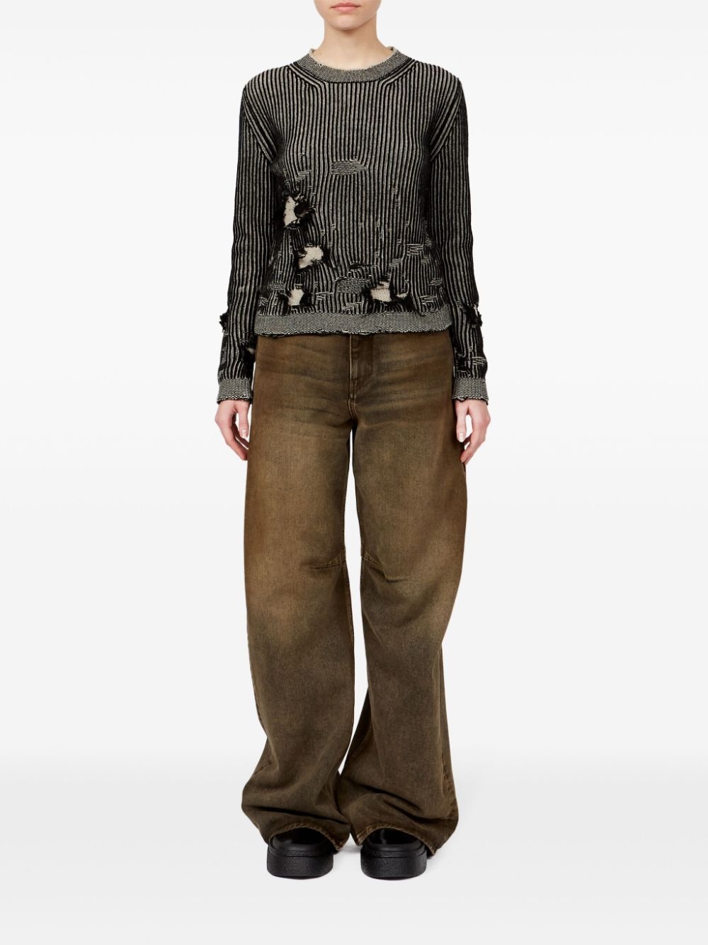 distressed-effect knitted jumper - 2