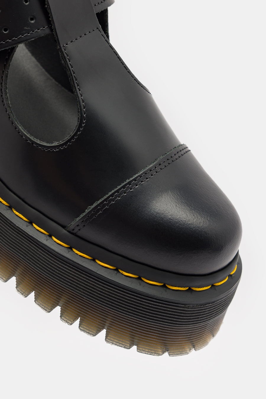 Bethan Polished Smooth Leather Platform Shoes in Black - 4