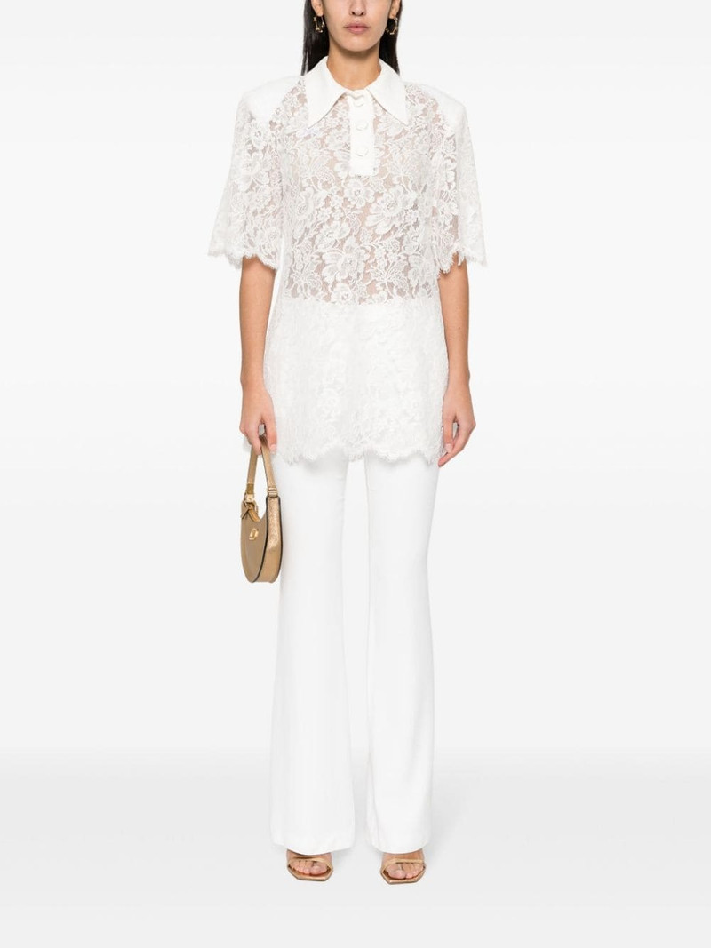 ROWEN ROSE floral-lace polo top outlook