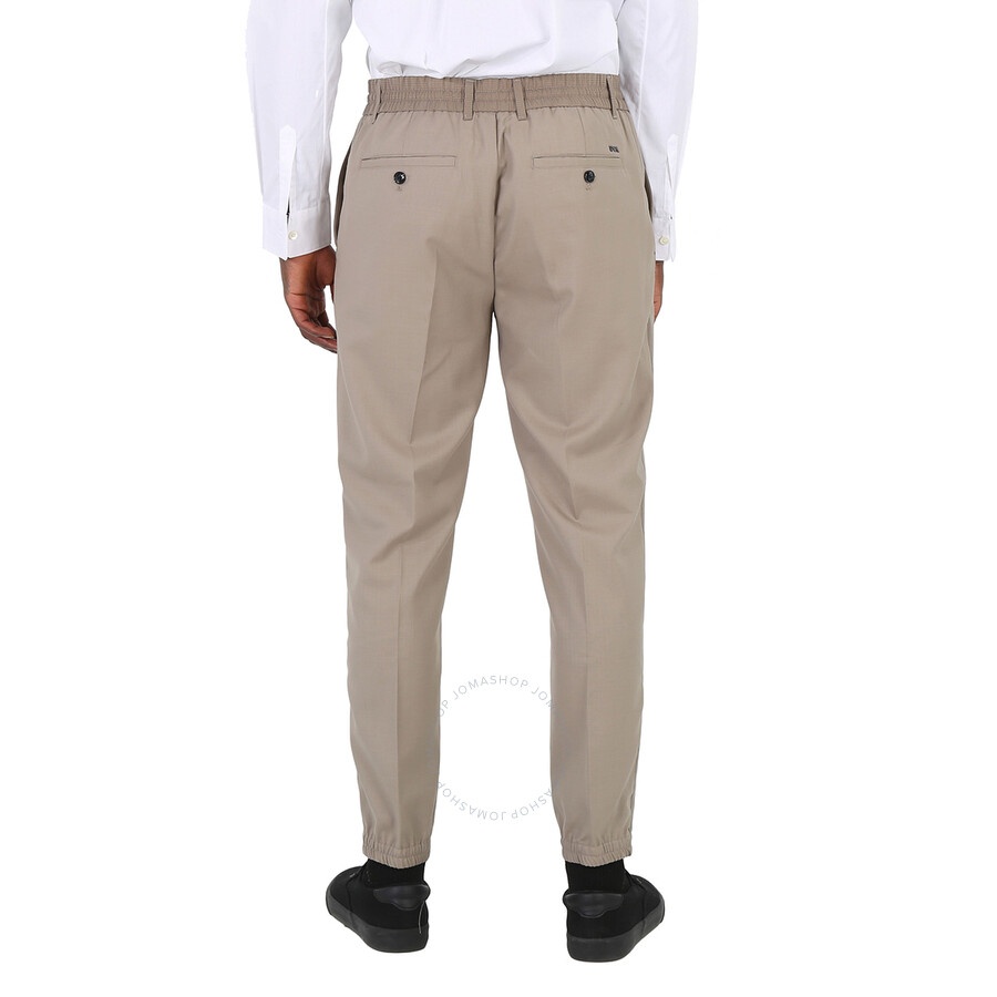 Emporio Armani Men's Khaki Elasticated-Waistband Tapered Trousers - 6