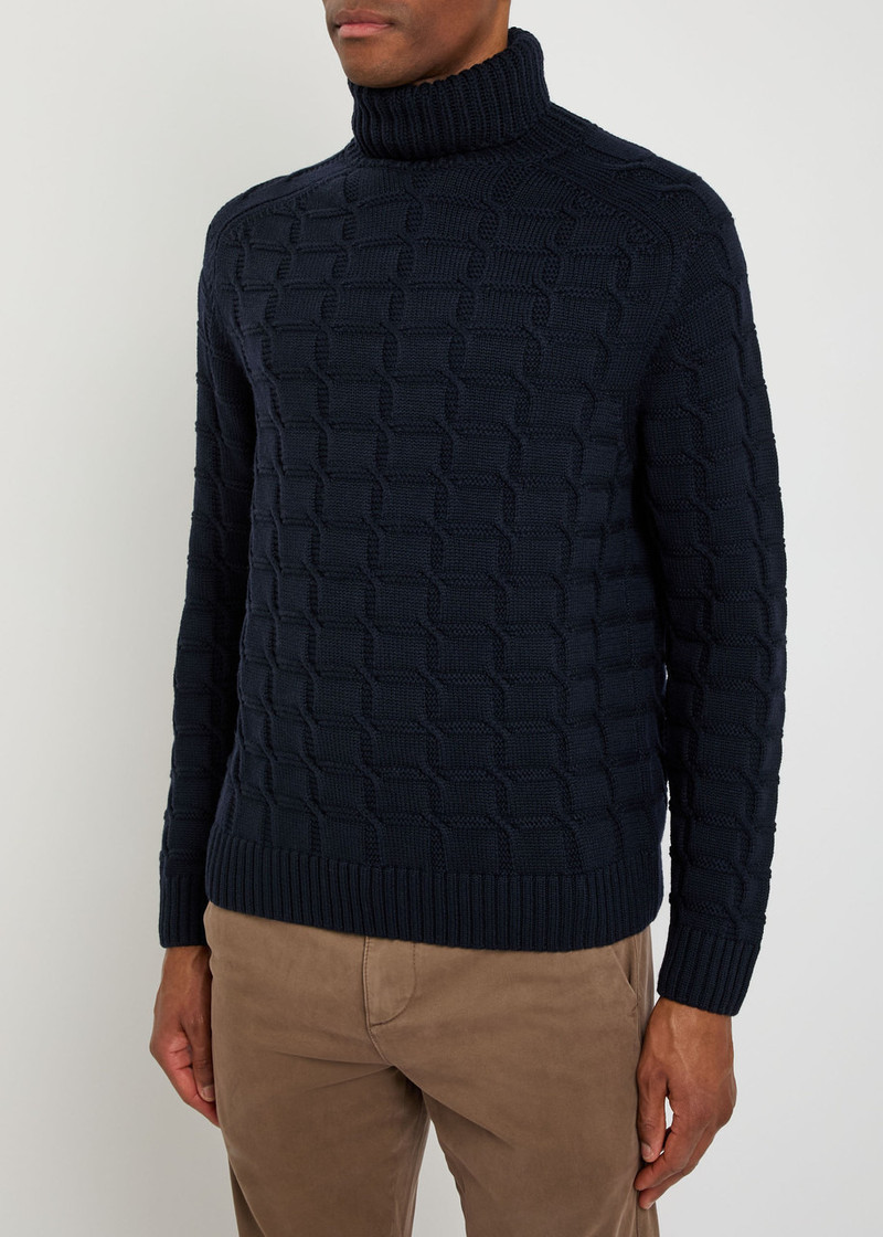 SLOWEAR Slowear Chunky Cable-knit Roll-neck Wool Jumper outlook