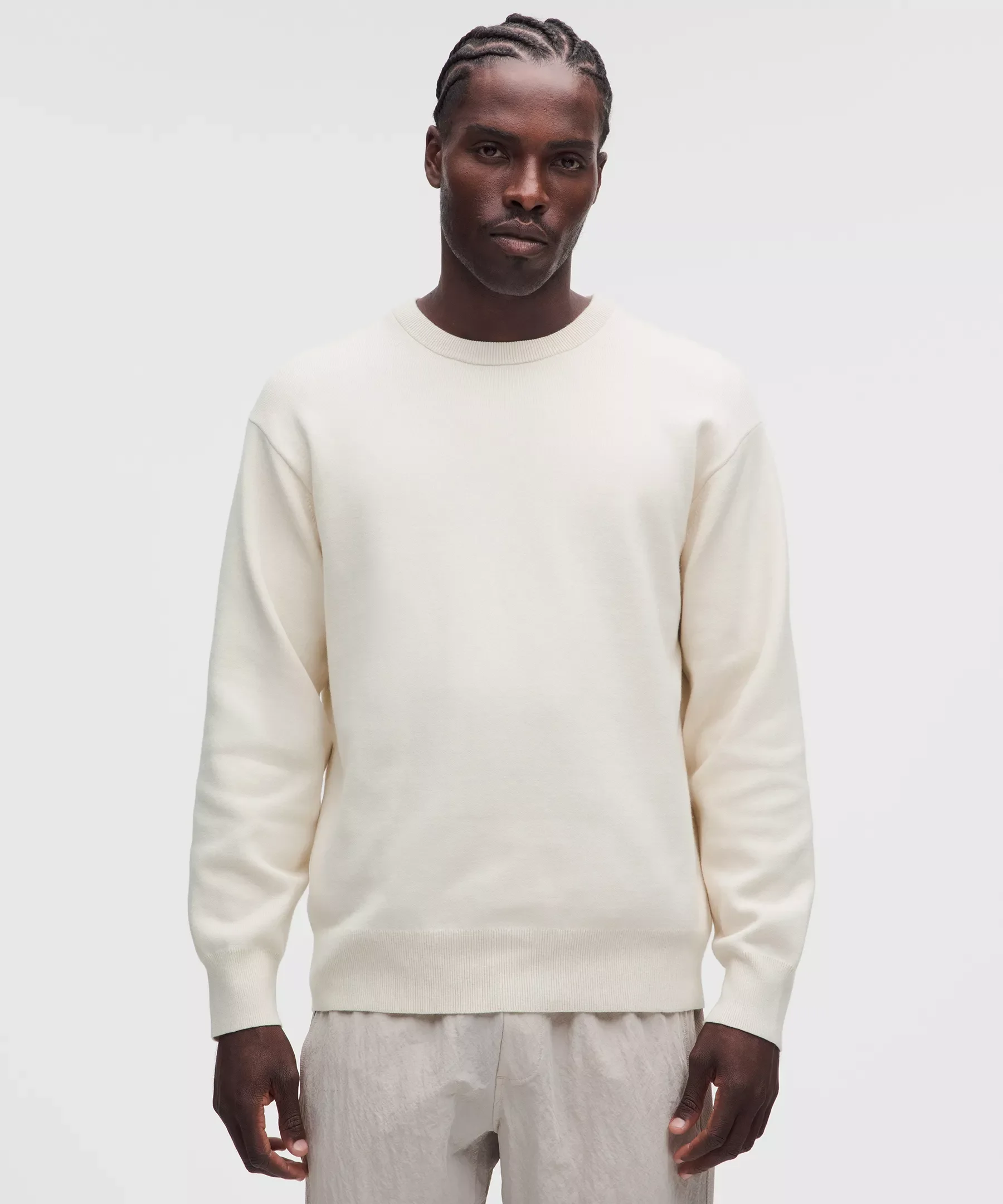 Cotton-Blend Knit Long-Sleeve Crewneck Sweater - 1