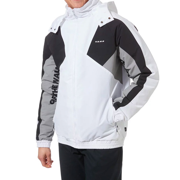 Men's Vans Contrast Color Stitching hooded Athleisure Casual Sports Jacket White VN0A49K2YB2 - 5