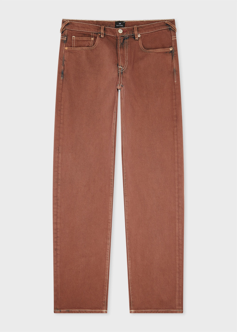 Relaxed Tapered-Fit Taupe Bleach-Wash Jeans 1