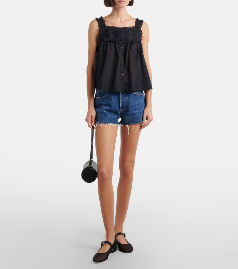 DÔEN Fidella lace-trimmed cotton top outlook