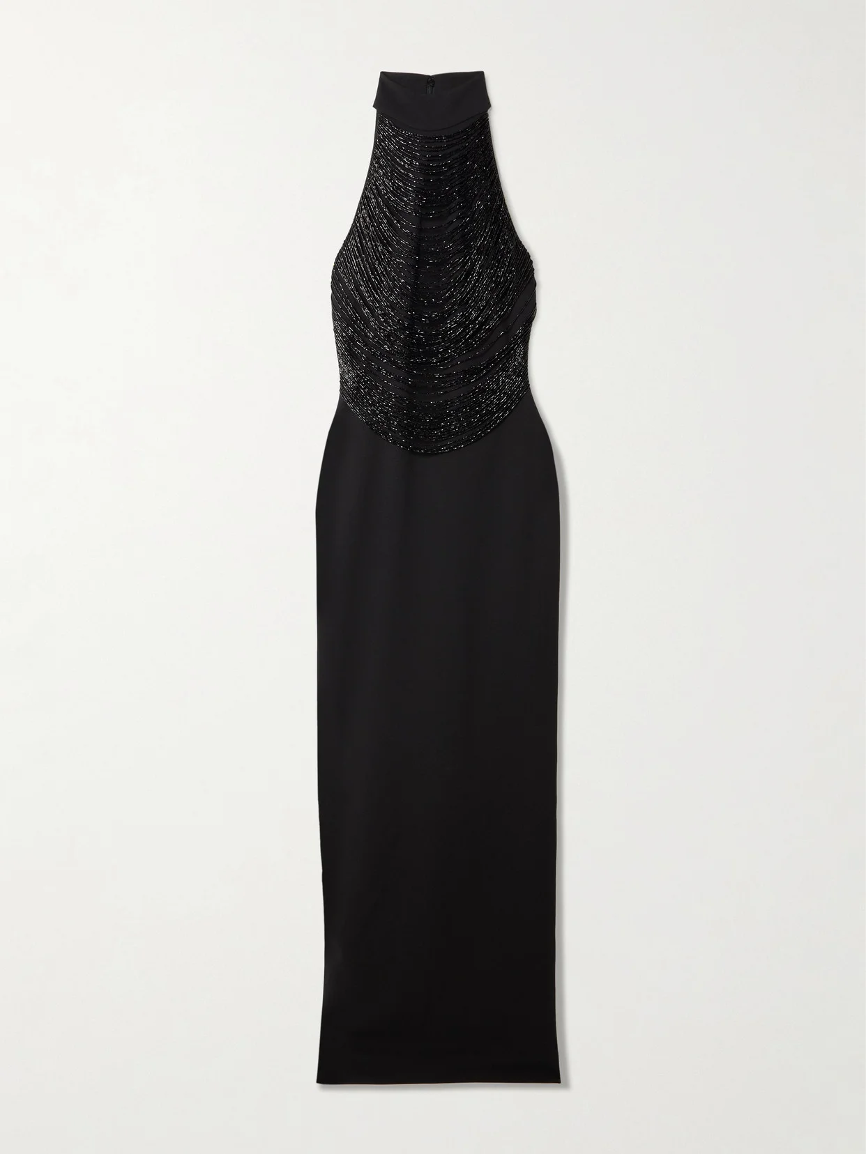 Portia Bead-embellished Stretch-crepe Halterneck Gown - 1