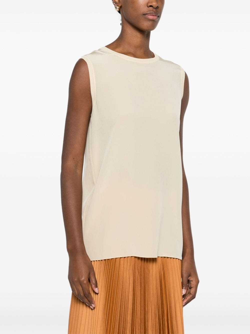 ribbed-trim silk blouse - 3