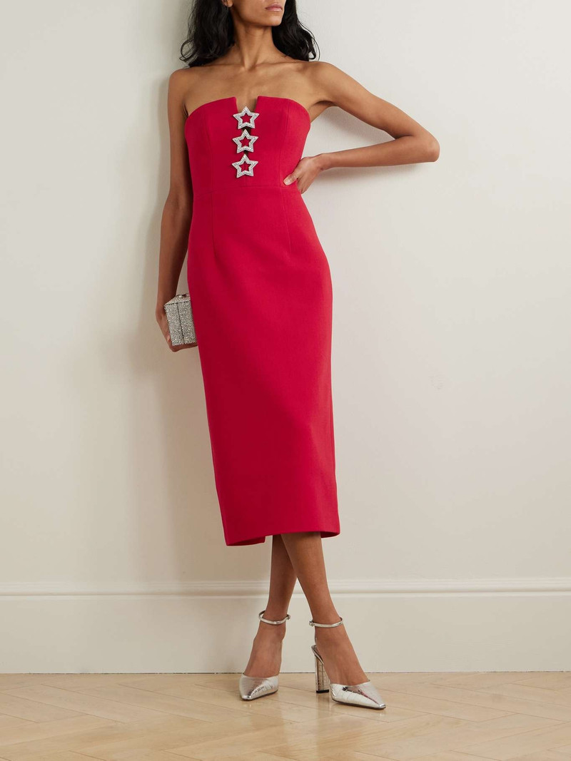 REBECCA VALLANCE Akari strapless cutout crystal-embellished cady midi dress outlook
