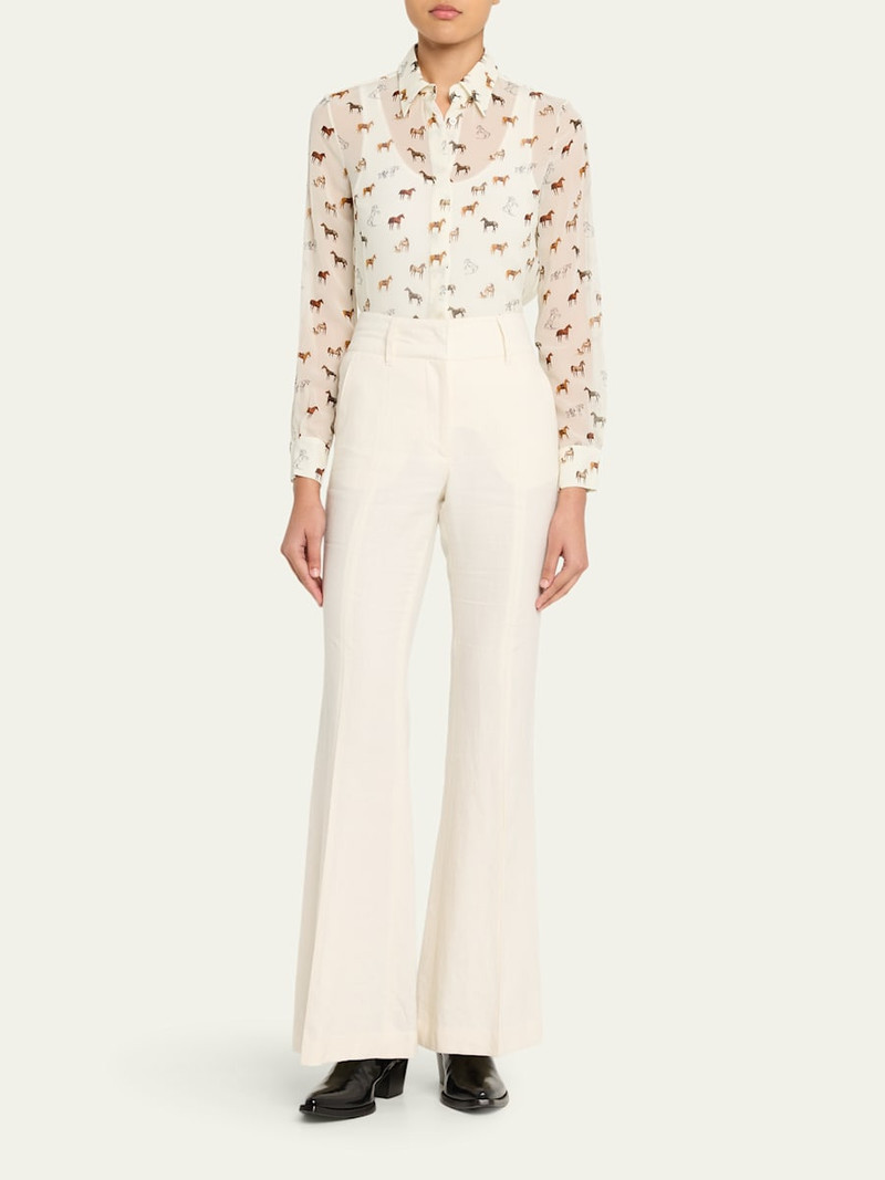 GABRIELA HEARST Henri Horse-Print Chiffon Button-Down Blouse outlook