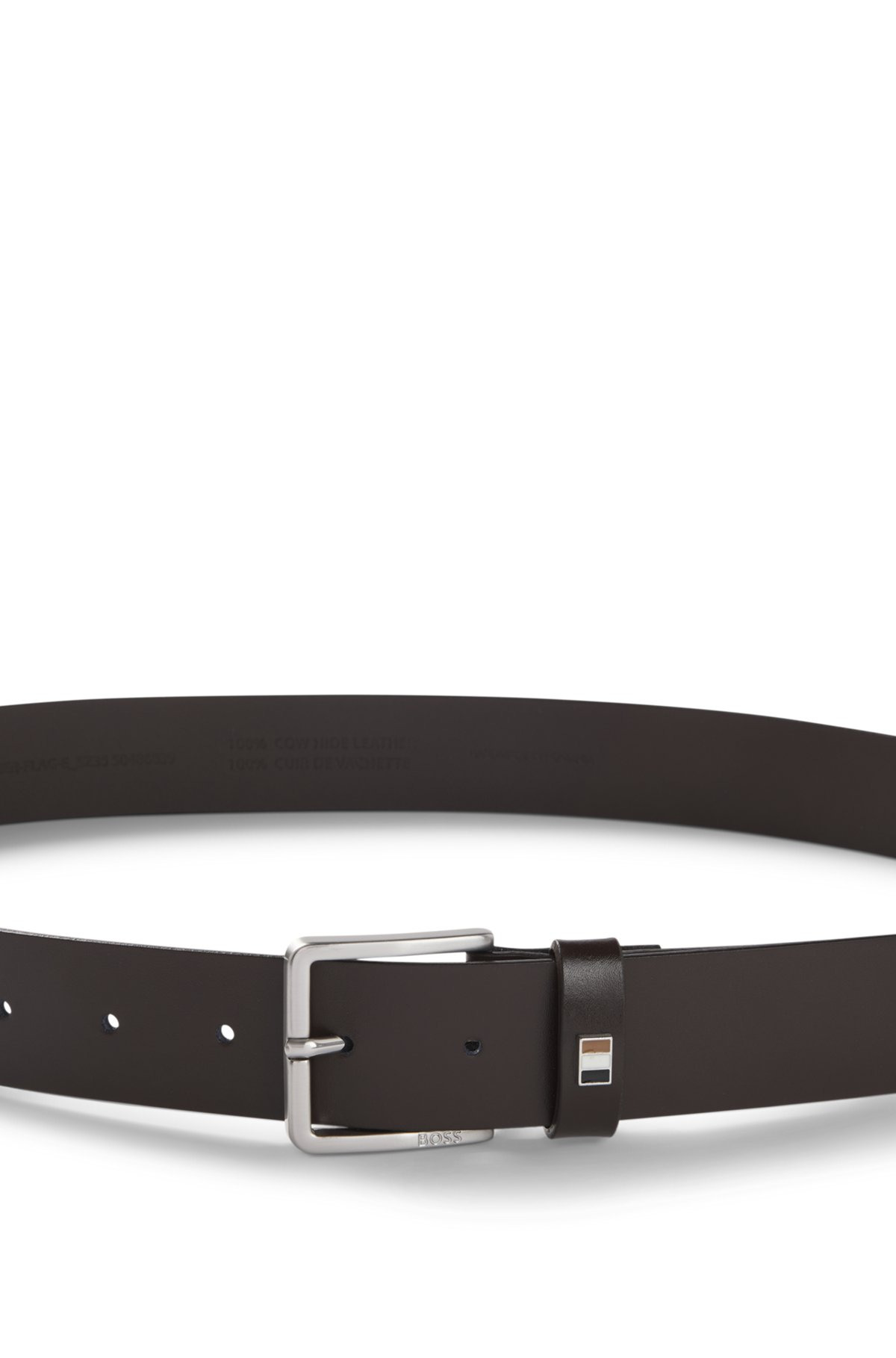 ITALIAN-LEATHER BELT WITH SIGNATURE-STRIPE KEEPER TRIM - 4