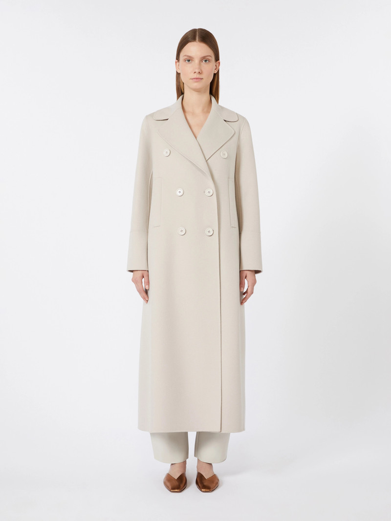 CUSTODI Long wool coat with half-belt detail - SAND 3