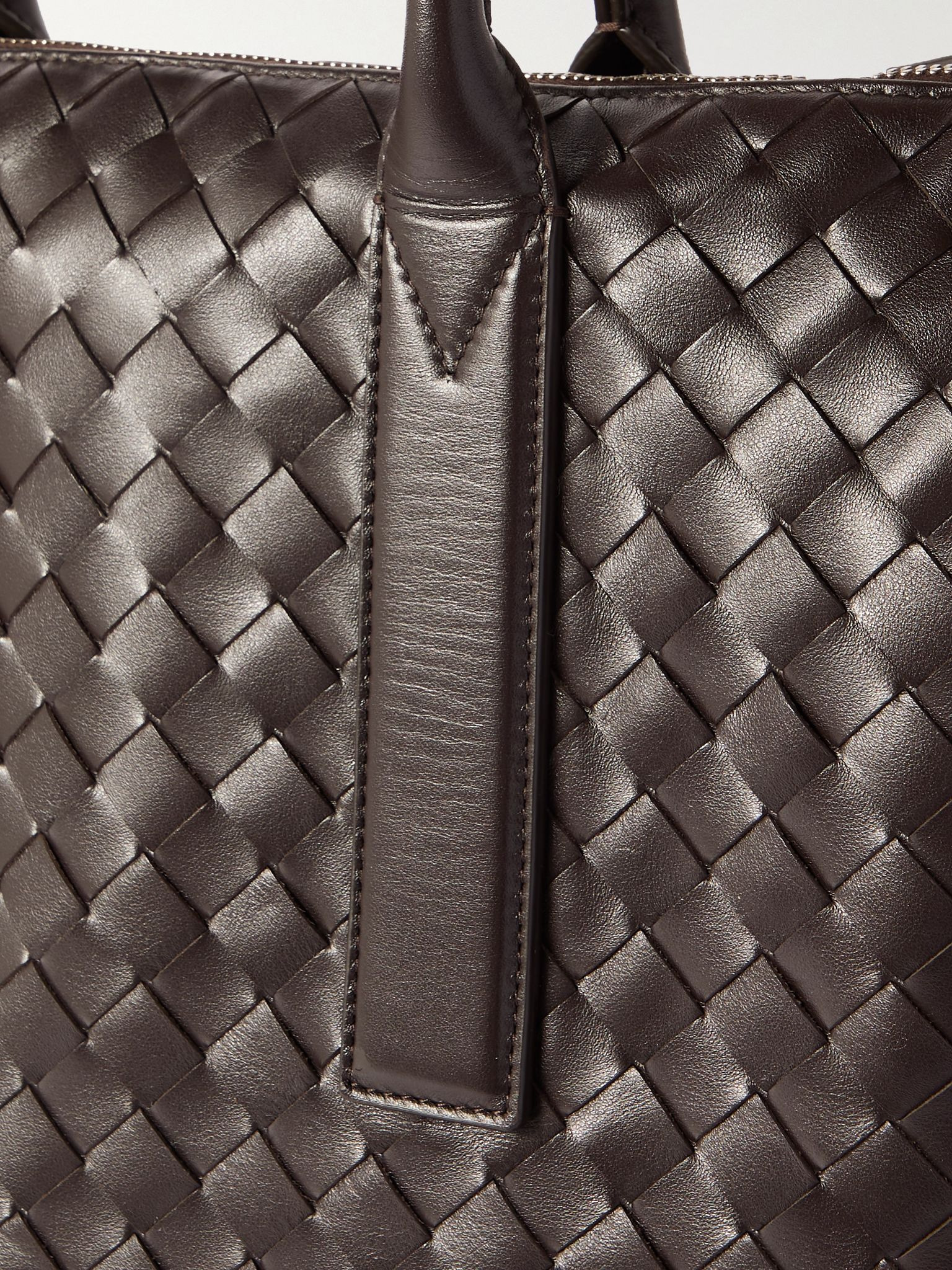 N/S Intrecciato Leather Tote Bag Brown - 4