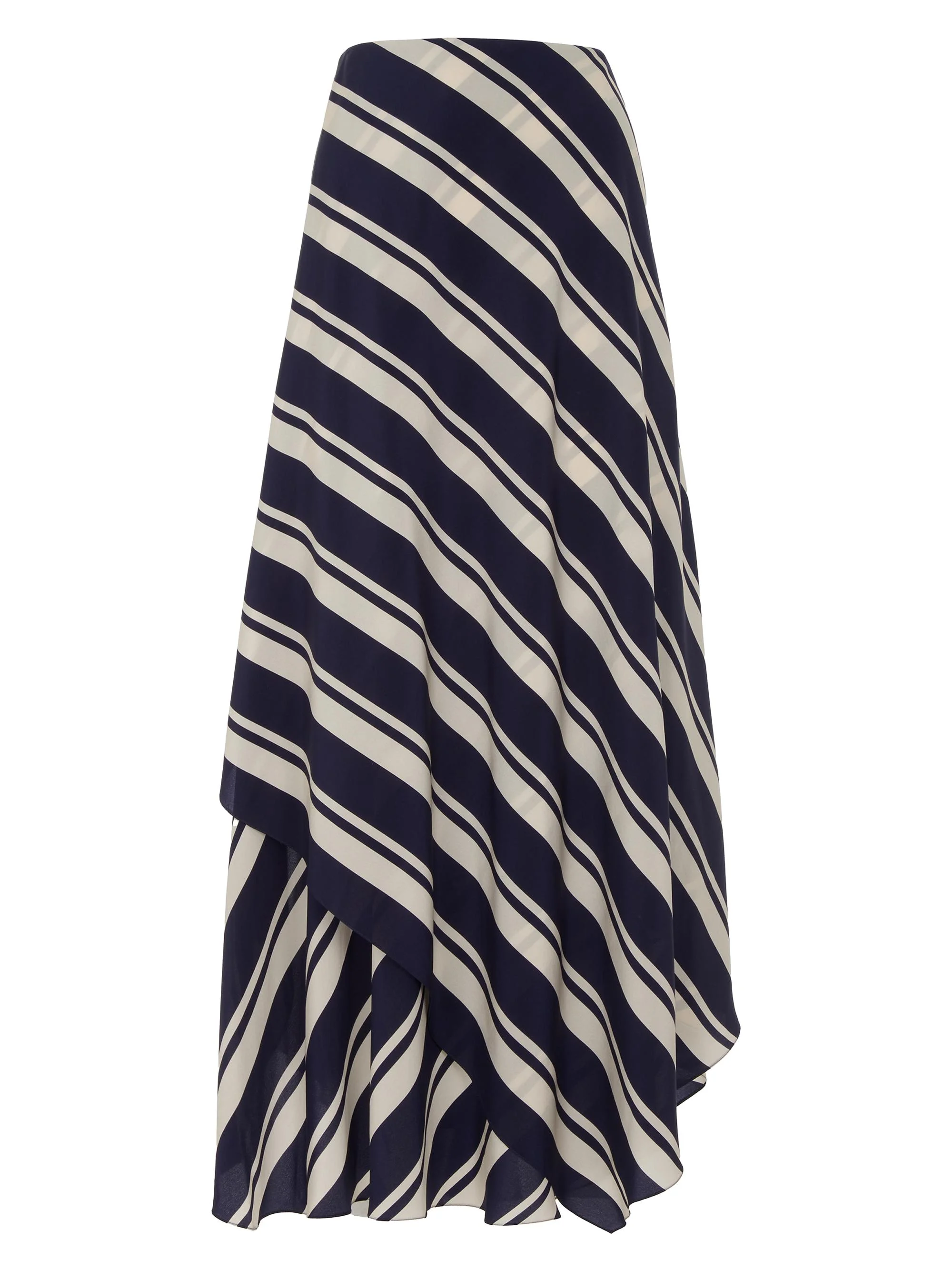 Women's Tilda Striped Paneled Silk Maxi Skirt - Icon Navy Ivory - 1
