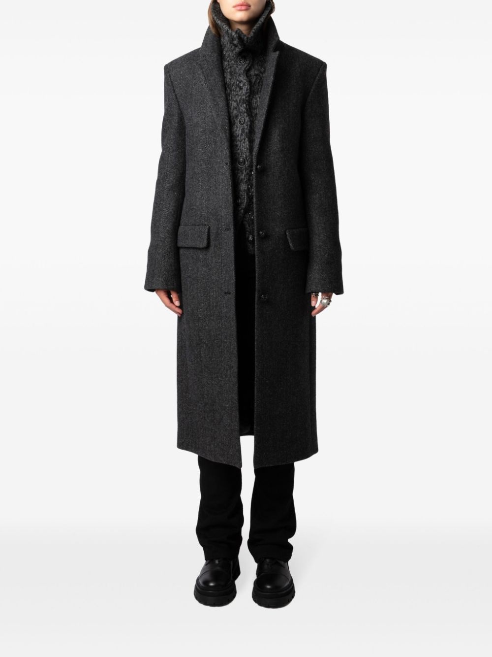 wool-blend single-breasted coat - 2