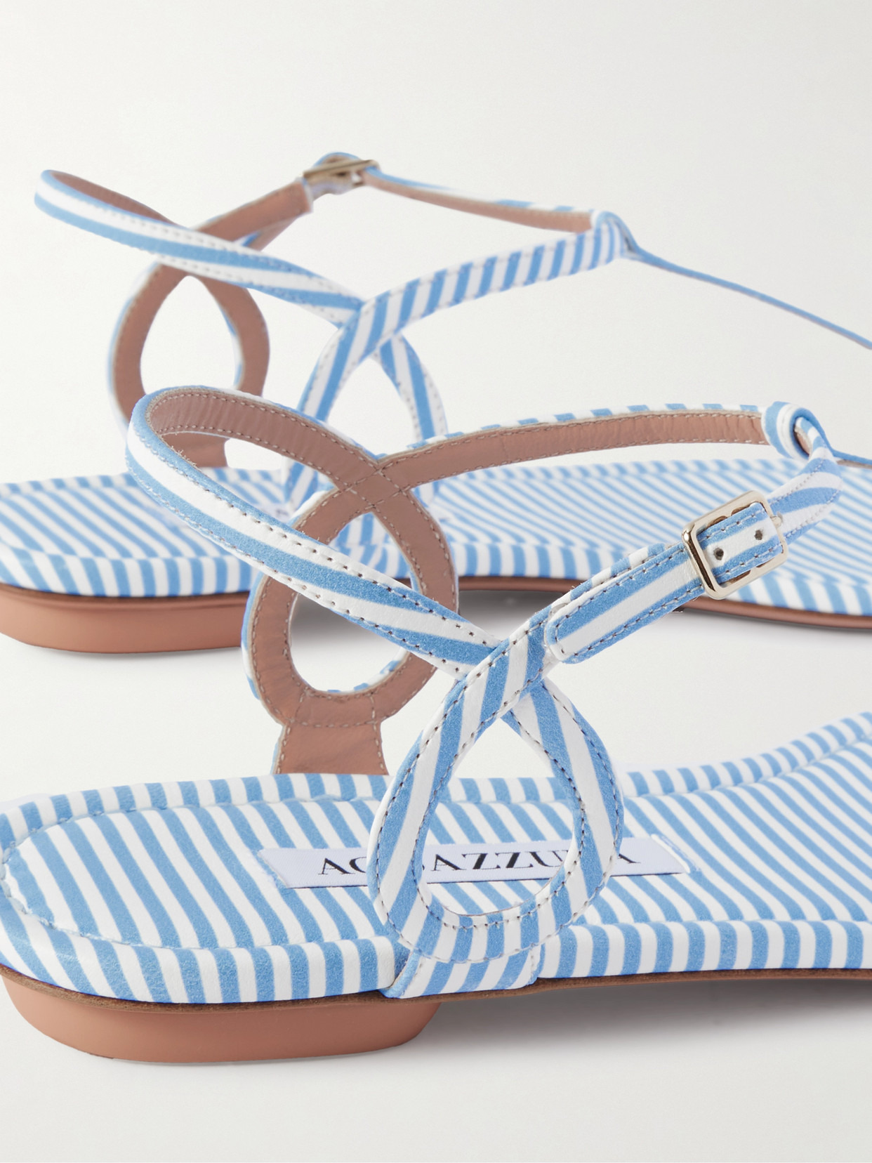 Almost Bare Striped Leather Sandals - 4
