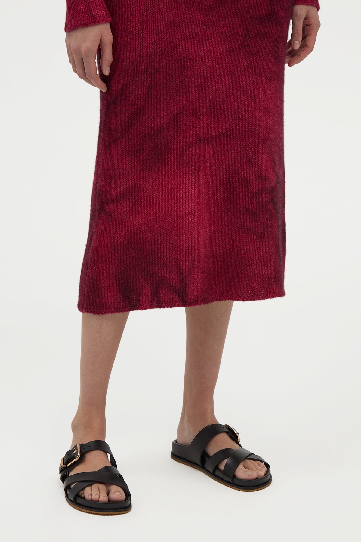 Dorcas Knit Midi Skirt in Bordeaux Cashmere - 5