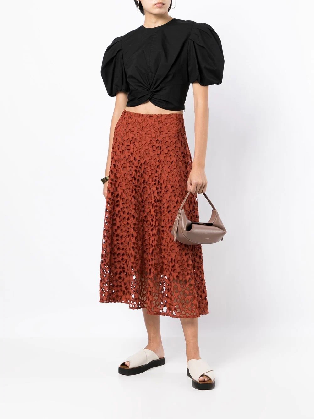 A-line lace-embroidered skirt - 2