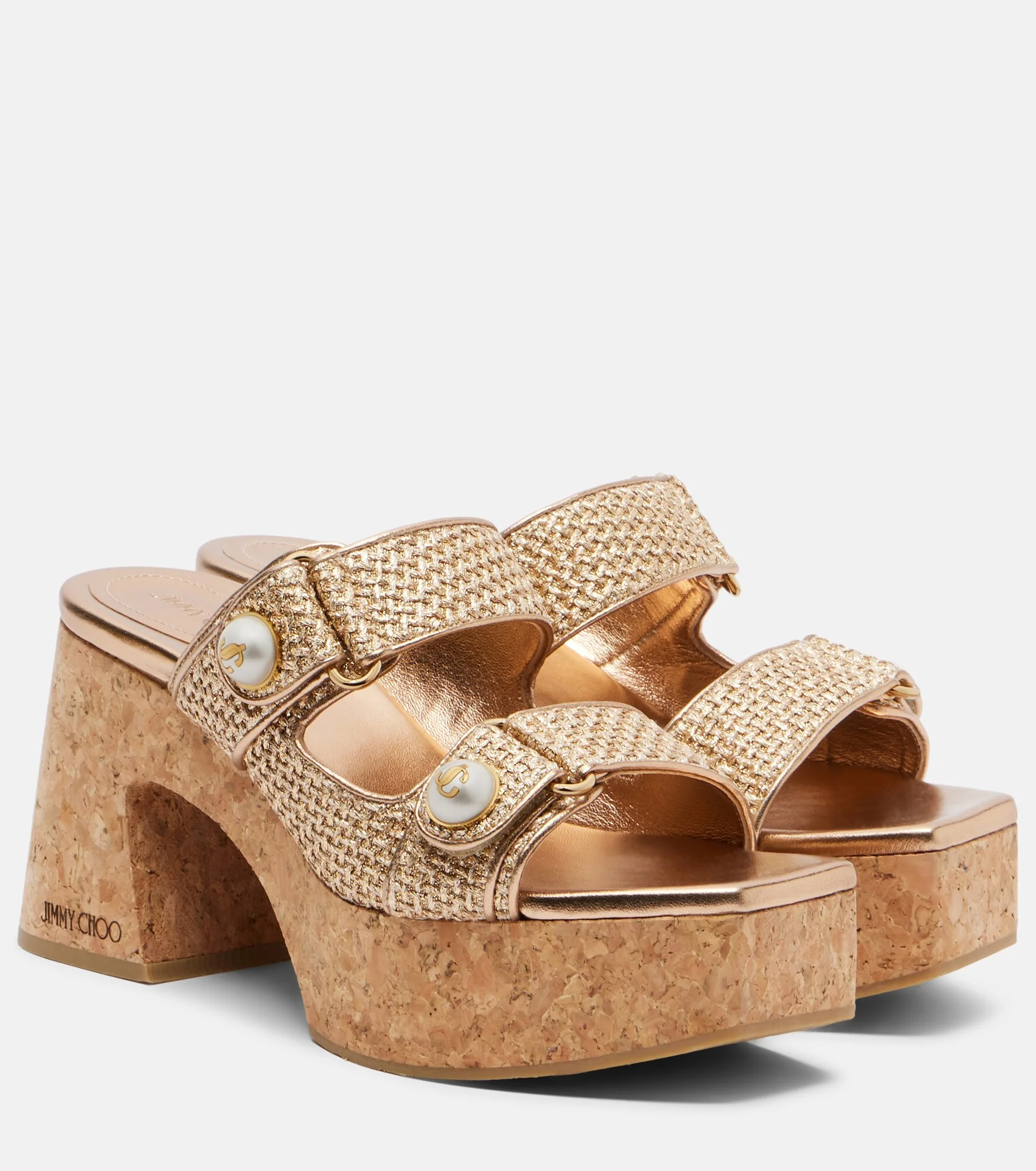 Fayence raffia-effect platform sandals - 1