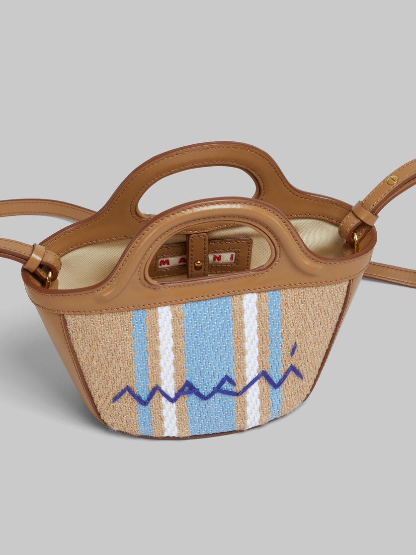 TROPICALIA MICRO BAG IN BROWN LEATHER AND RAFFIA-EFFECT FABRIC - 3