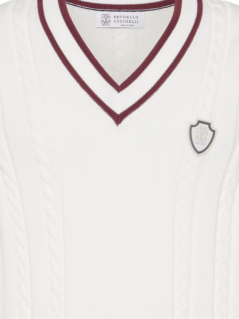 cable-knit V-neck vest - 7