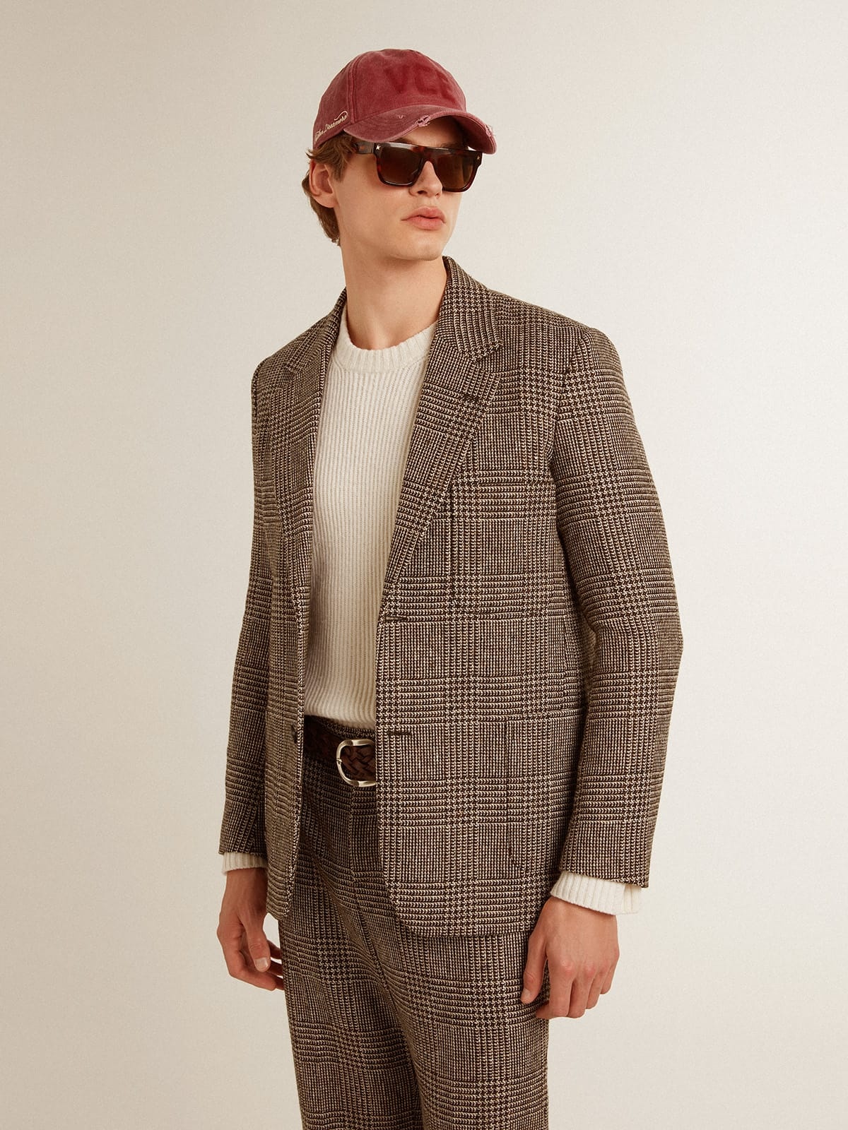 Gray single-breasted blazer for men in houndstooth wool - 3