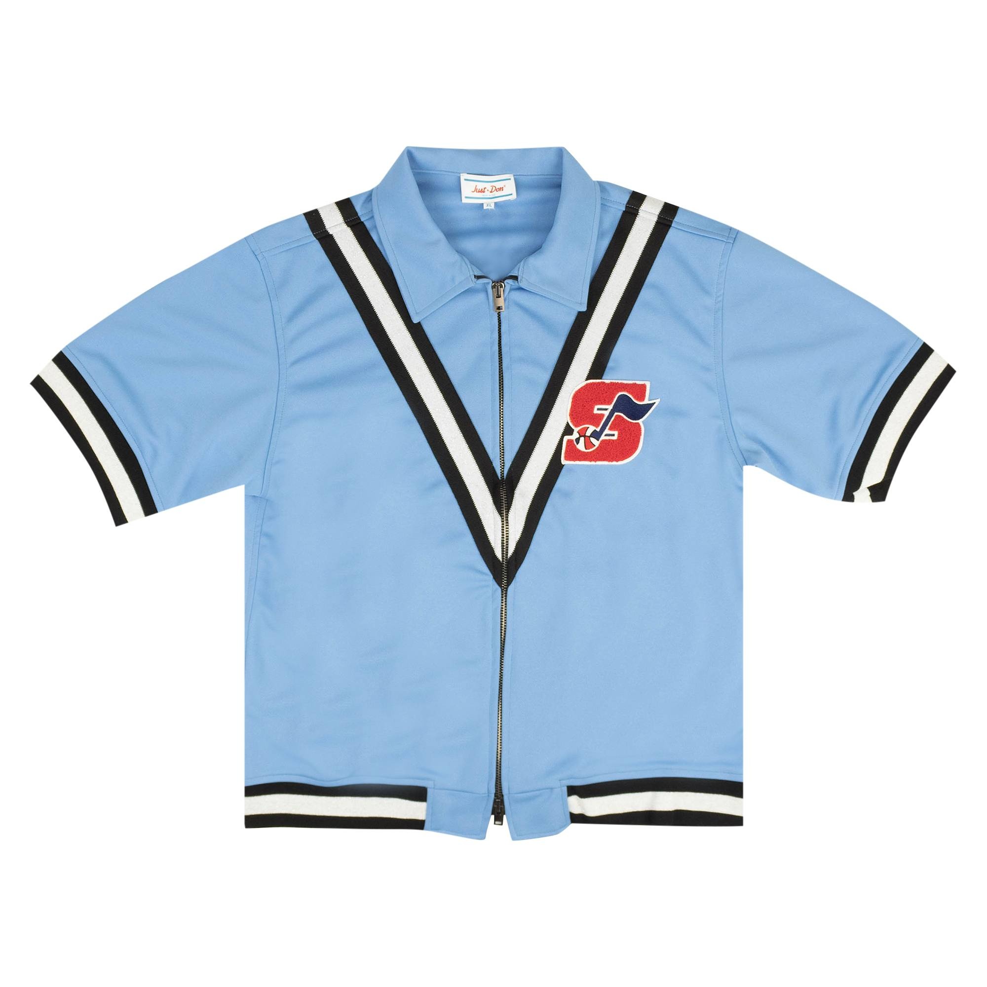 Just Don V Tape Shooting Zip Up Track Shirt 'Blue' - 1