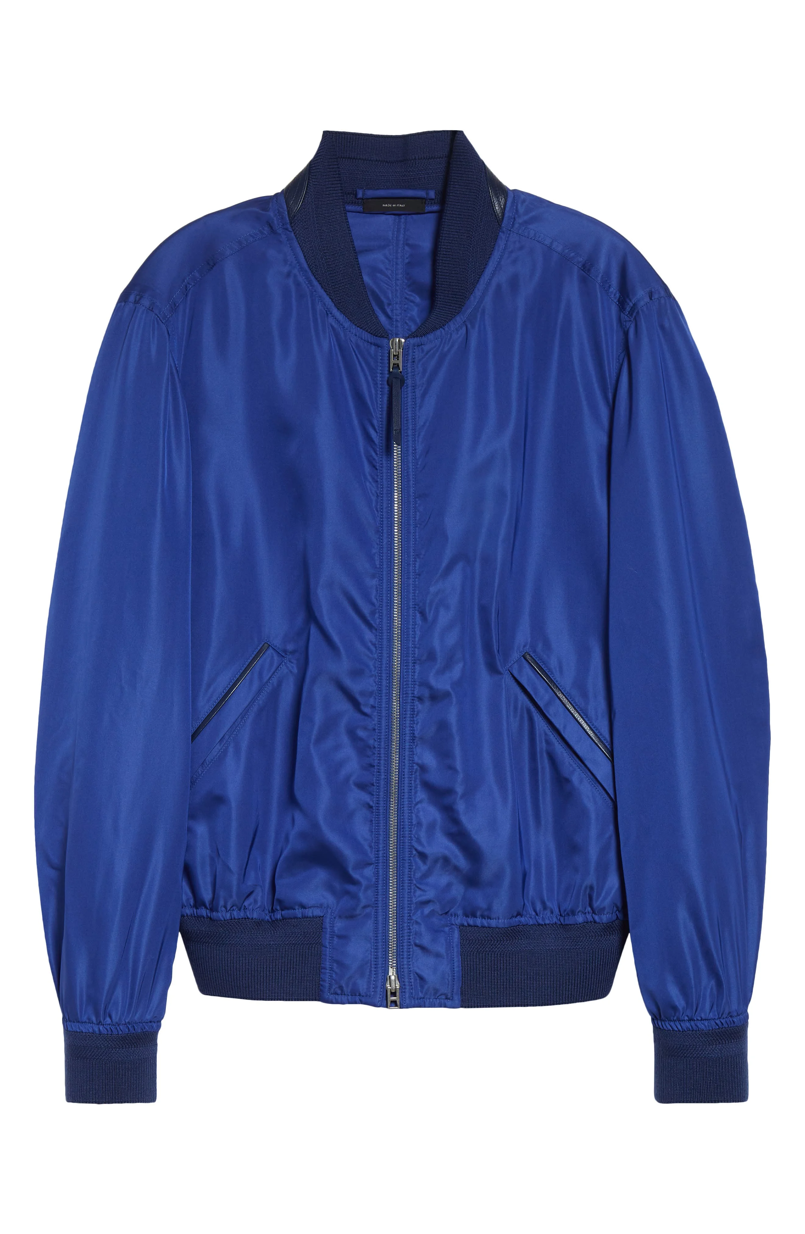TOM FORD Technical Silk Poplin Bomber Jacket in Royal Blue at Nordstrom - 1