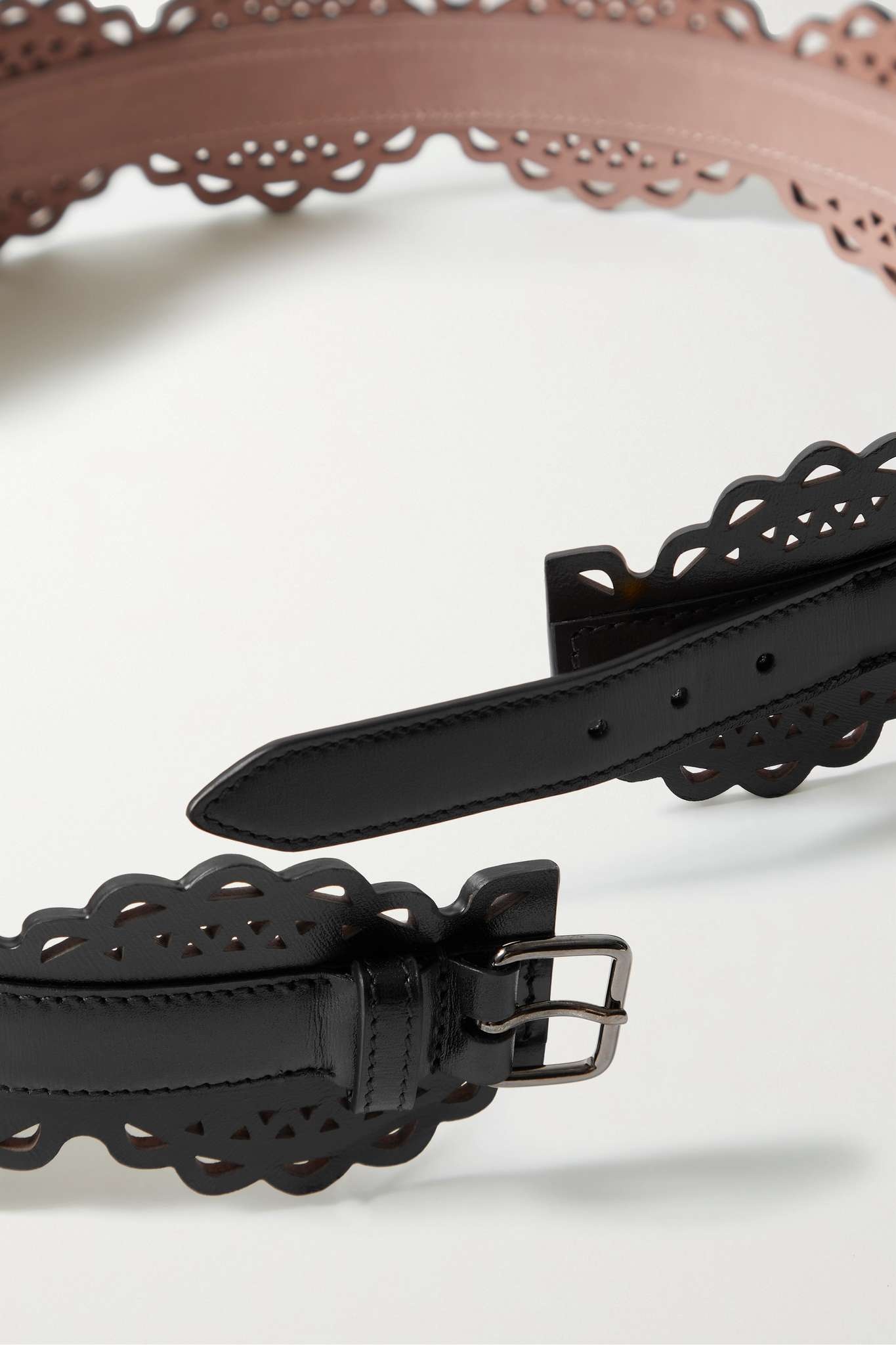 Laser-cut leather waist belt - 3