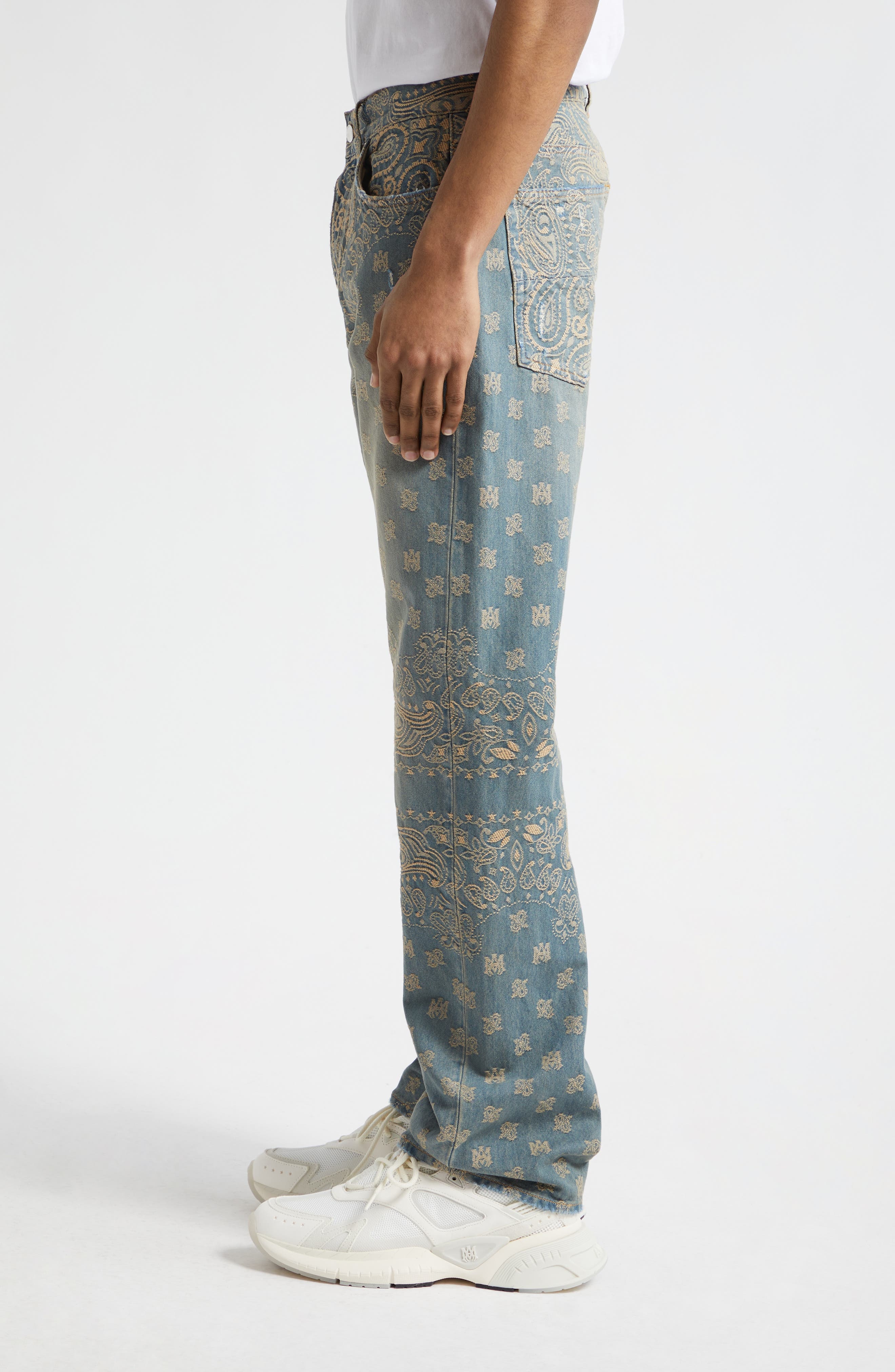 Bandana Jacquard Straight Leg Jeans - 4