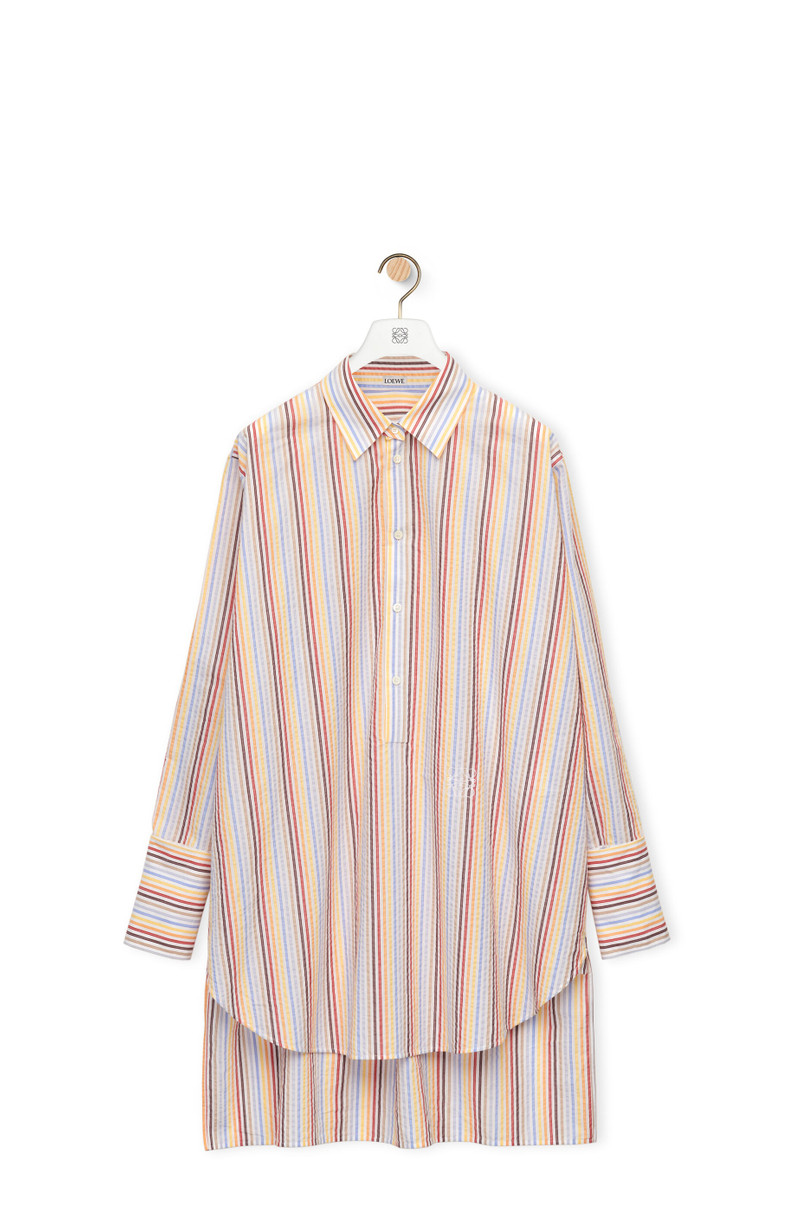 Stripe deconstructed shirt dress in silk - 1
