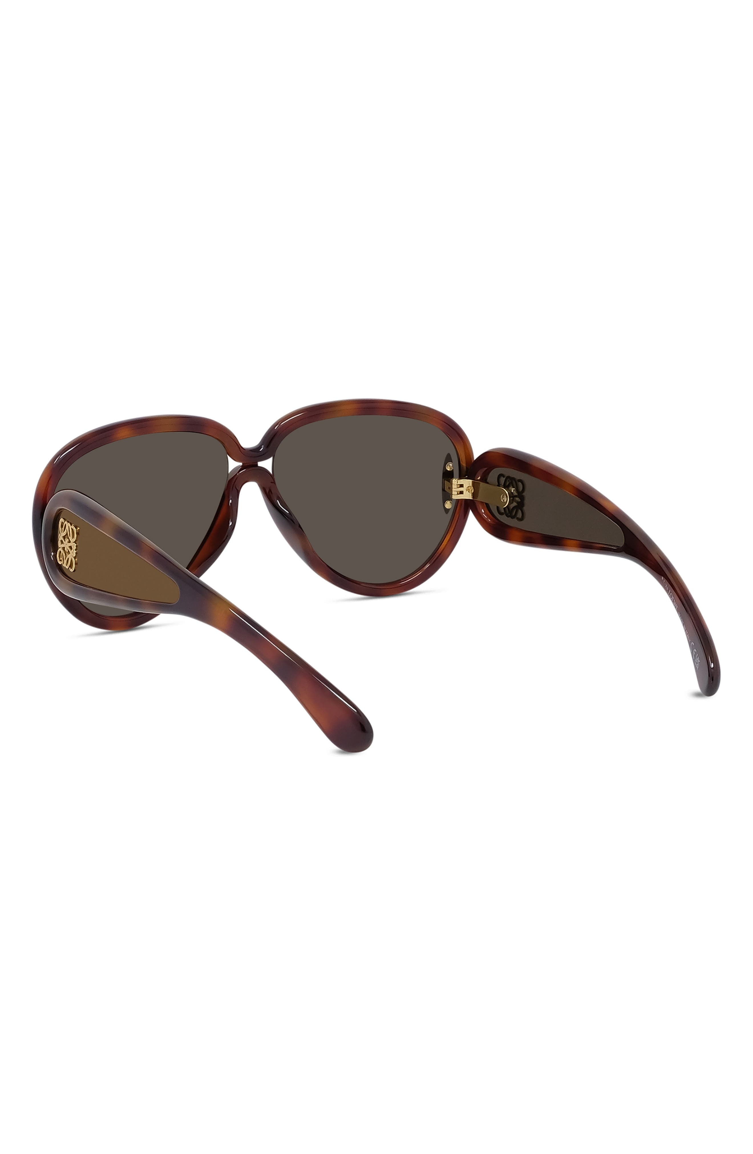 Loewe Anagram 65mm Oversized Pilot Mask Sunglasses in Dark Havana /Brown Mirror at Nordstrom - 7