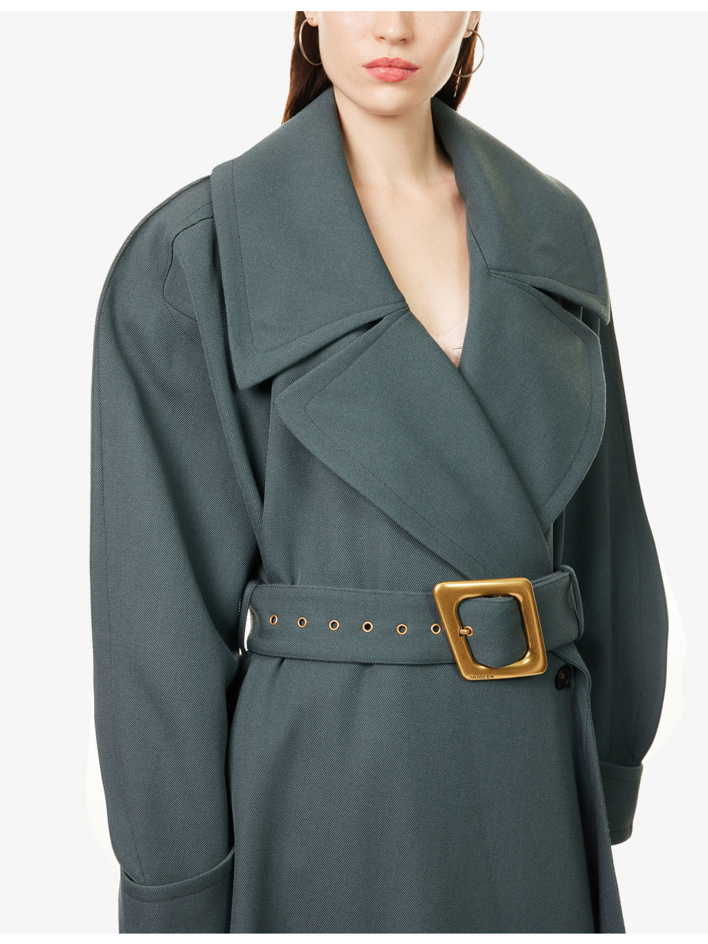 Military Belted Notch-Lapels Wool Coat - 5