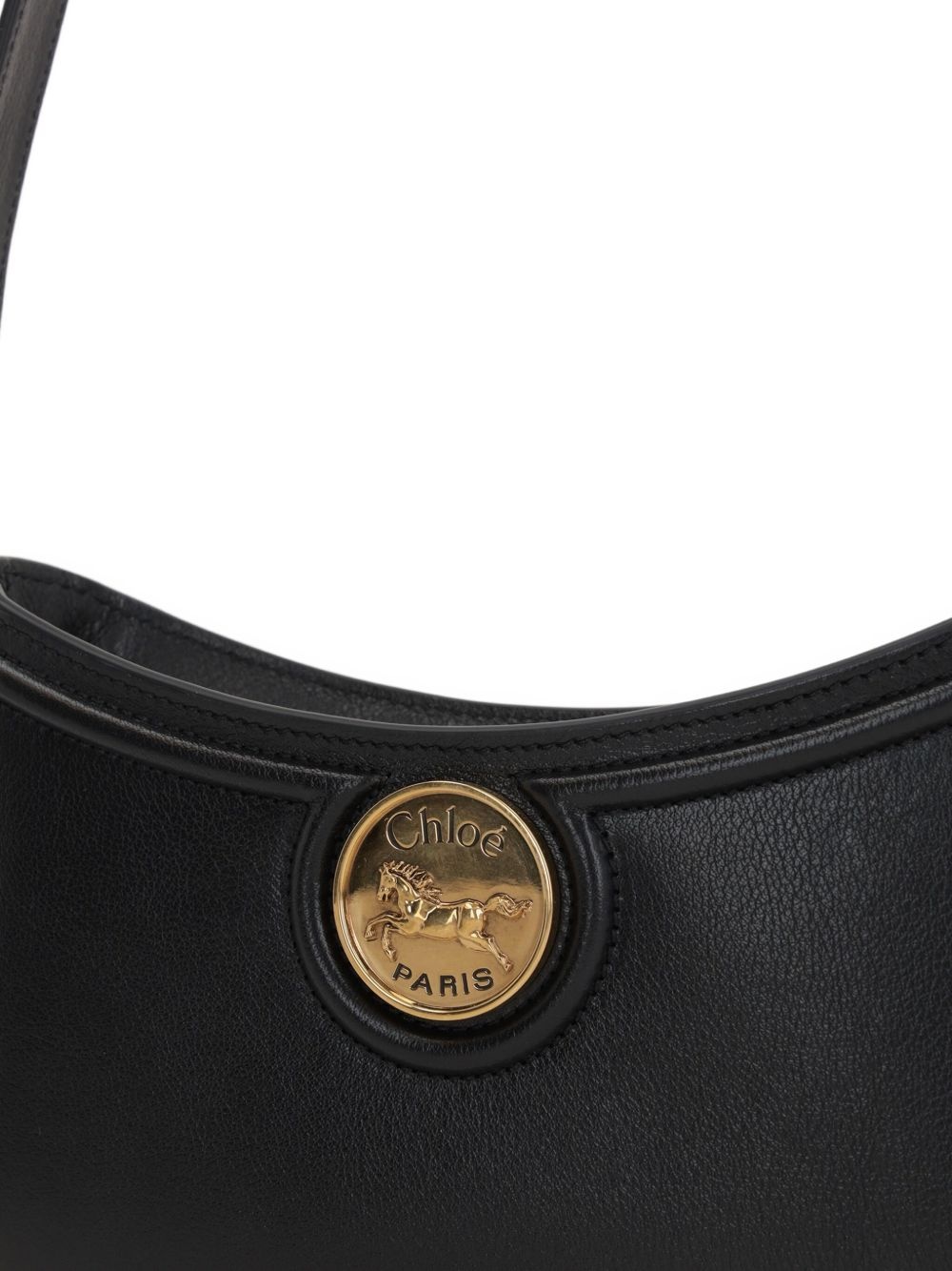 logo-plaque leather shoulder bag - 4