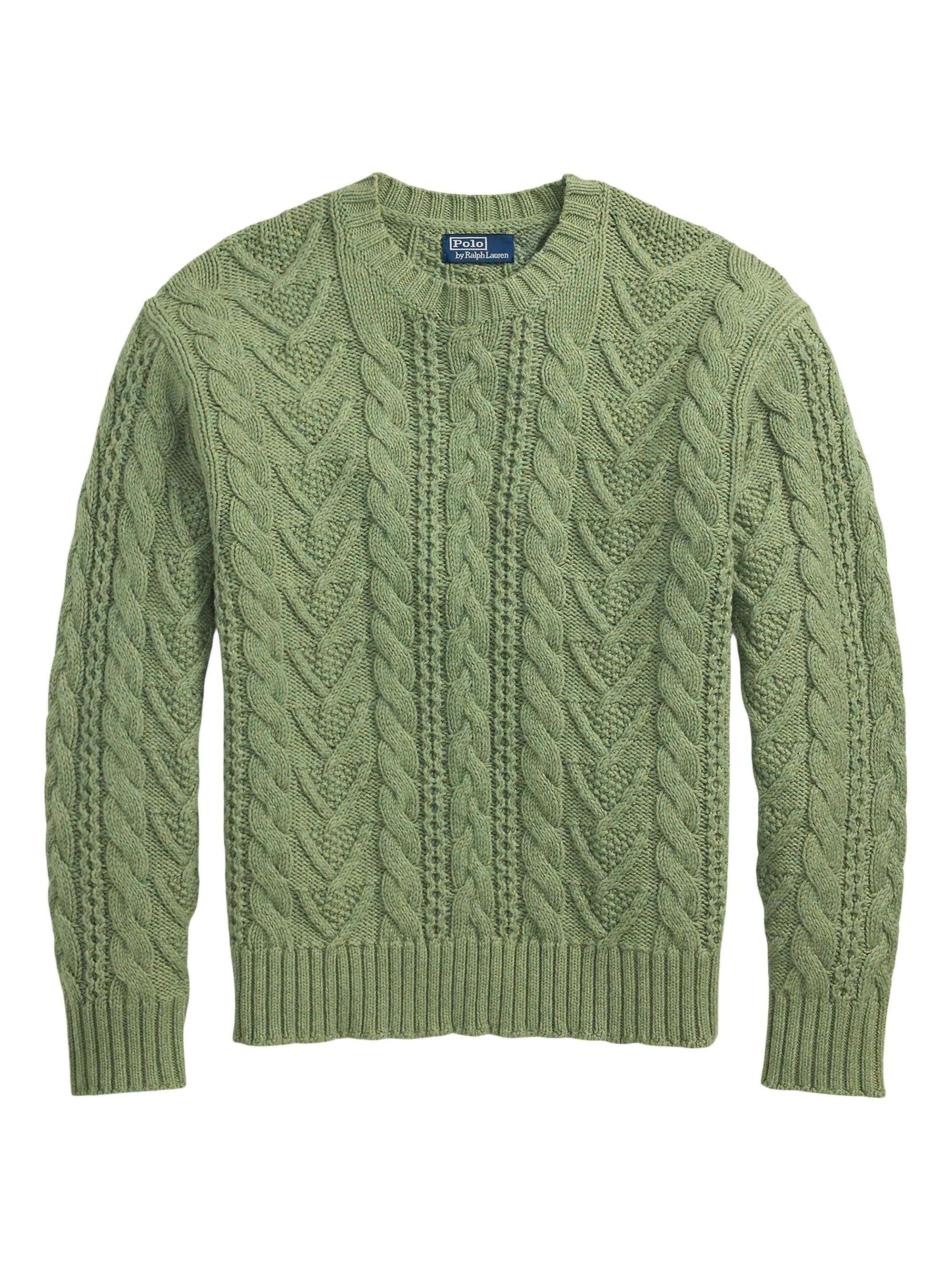 Men's Cotton-Blend Fisherman Sweater - Fern Green Combo - 1