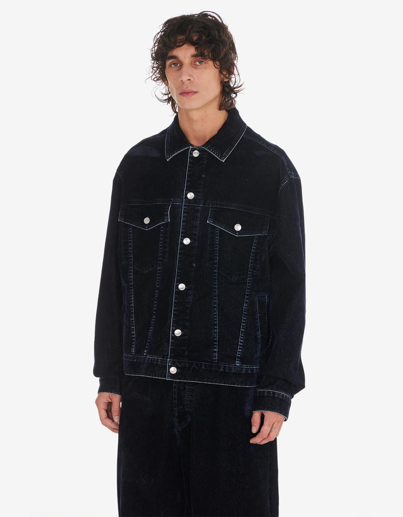 NAHMIAS Nahmias Blue Moleskin Trucker Jacket outlook