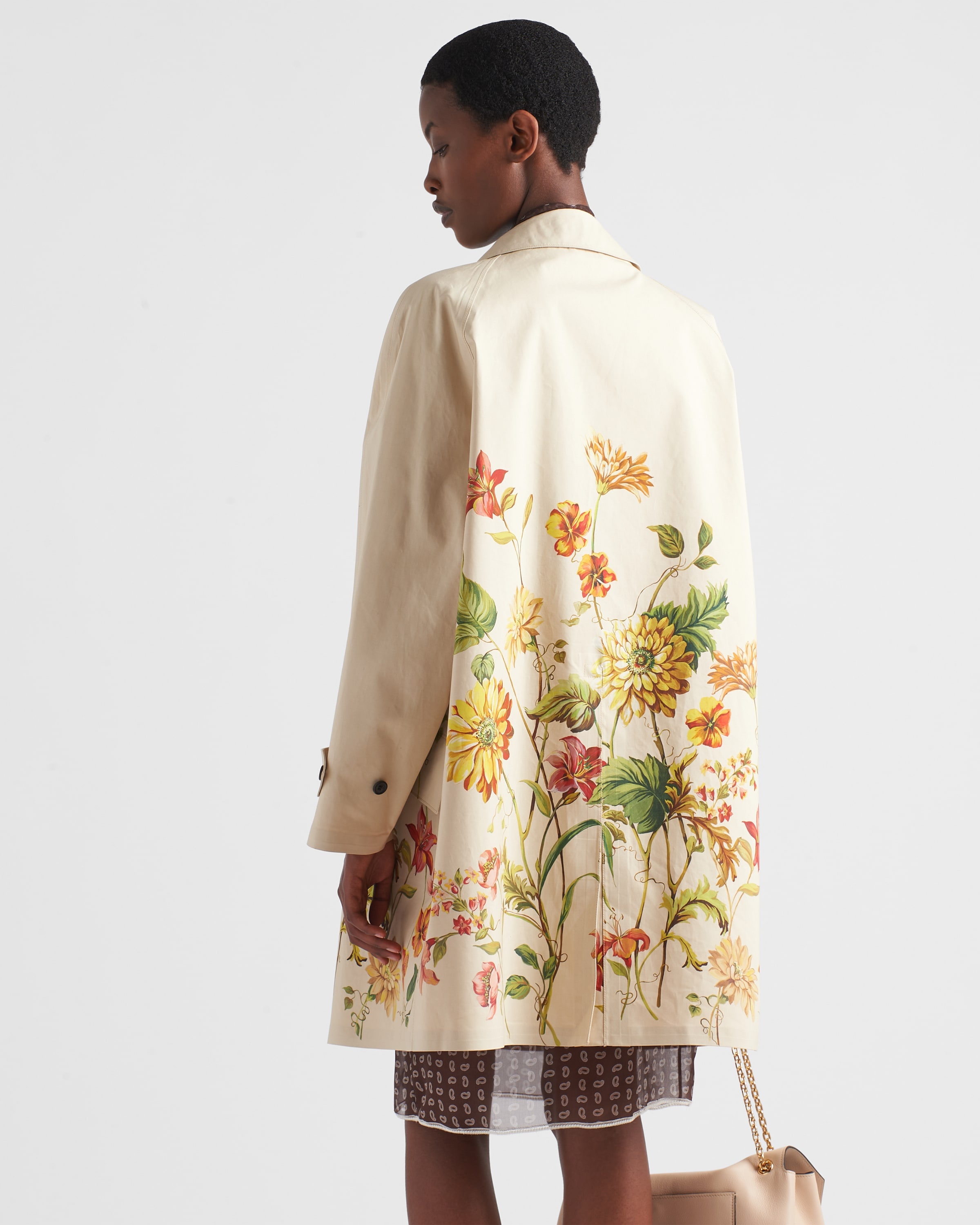 Printed cotton single-breasted coat - 5