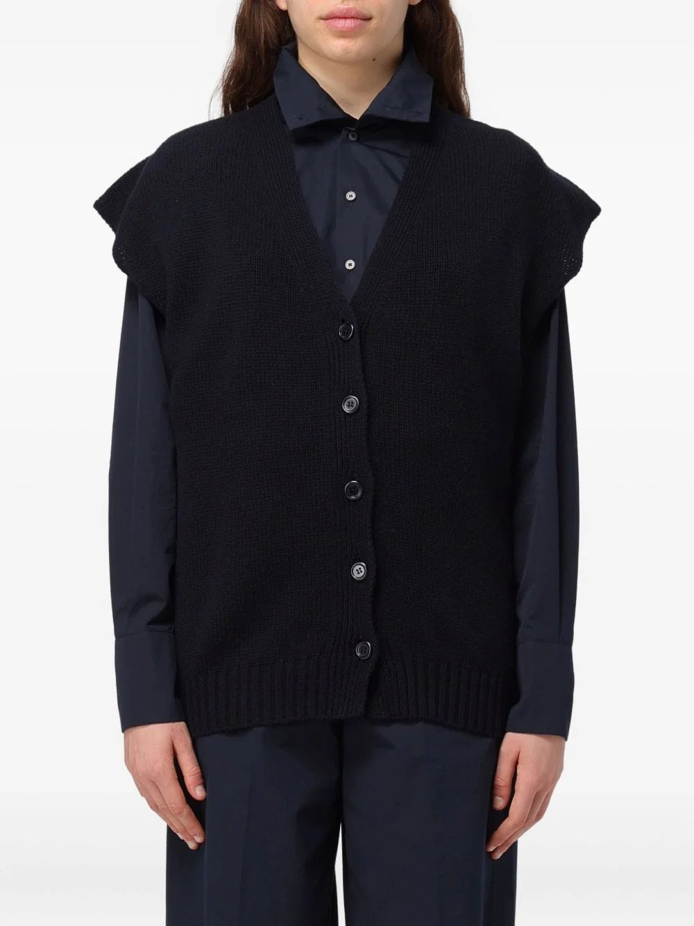 buttoned sleeveless cardigan - 1