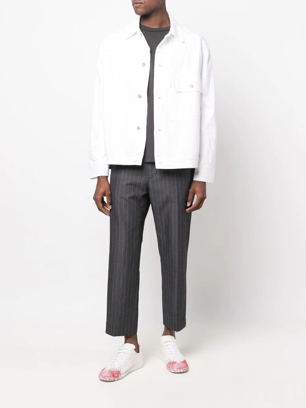 pinstripe-pattern straight-leg trousers - 2